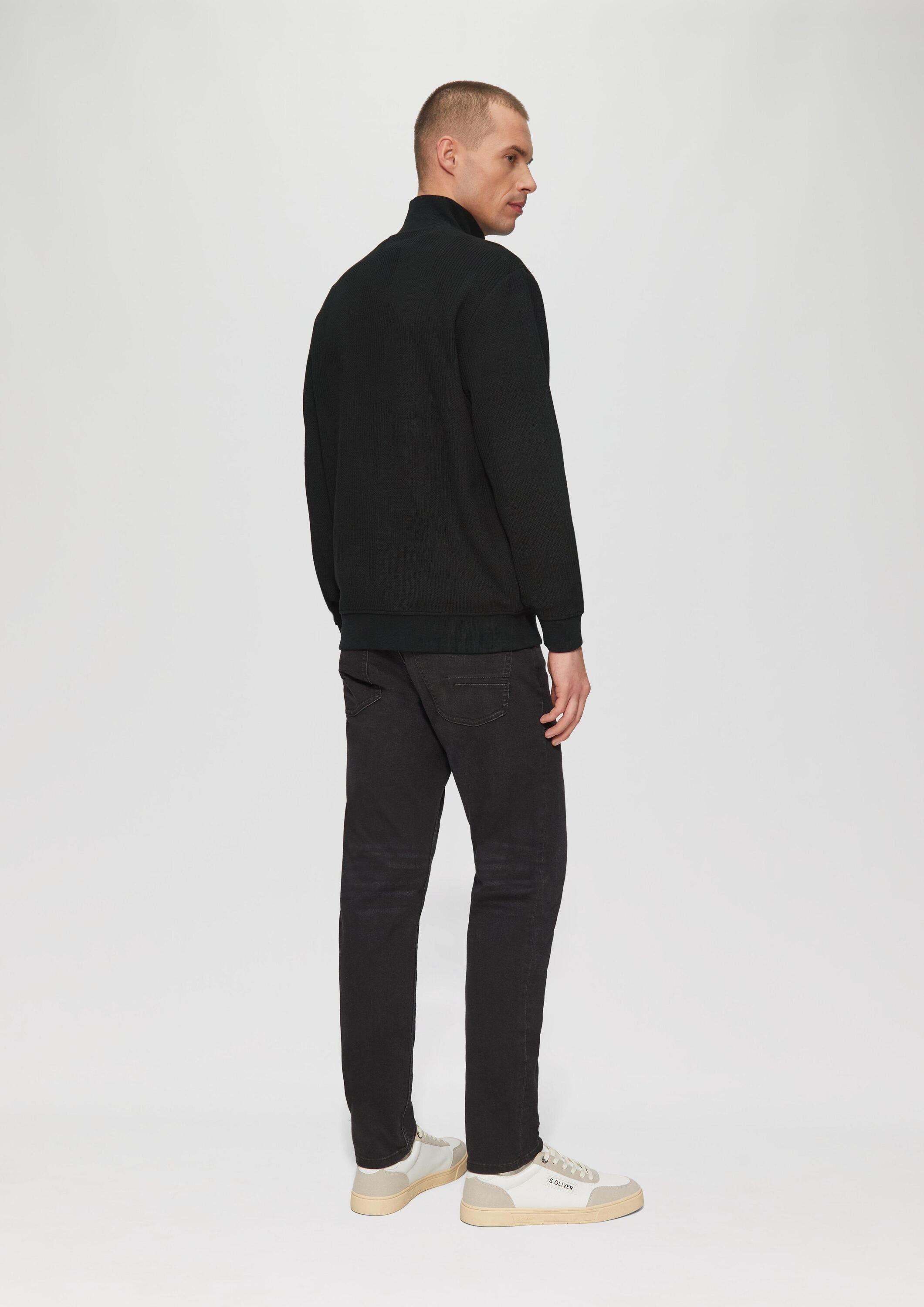 s.Oliver Sweatjacke Sweatshirt Jacke Sweatjacke aus Jacquard in Strick-Optik