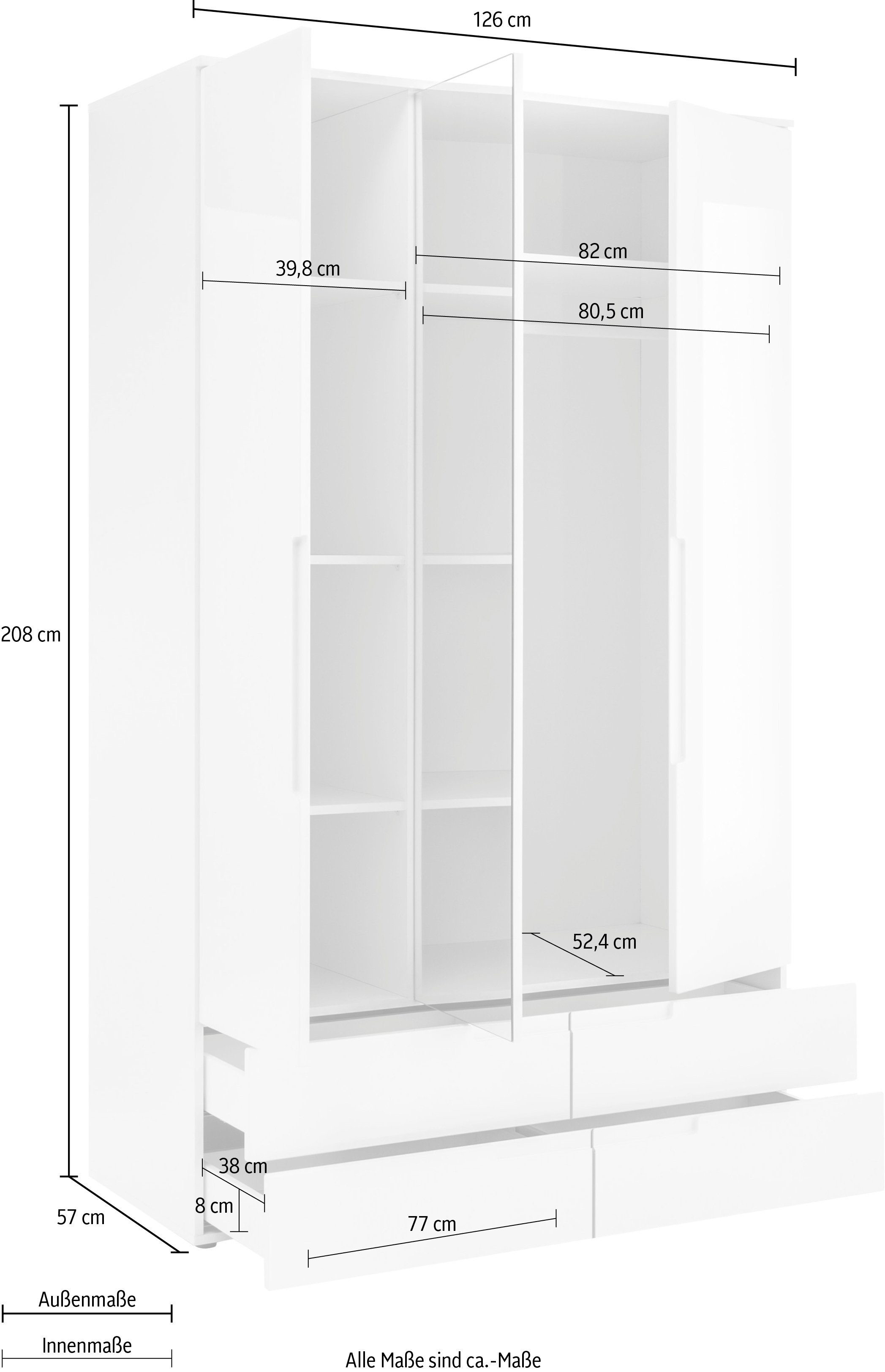 Schlafkontor Graphit | Drehtürenschrank Spice Graphit