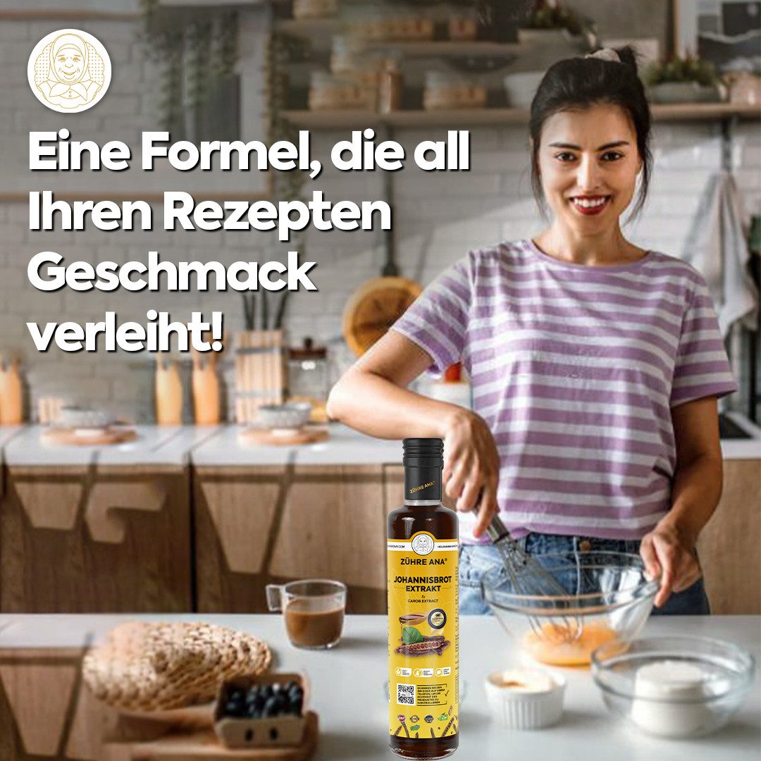 Zühre Ana® Sirup Johannisbrotextrakt–Leckerer, zusatzstofffreier natürlicher Geschmack, Johannisbrotextrakt–Natürliches Süßungsmittel mit, gluten- glukosefrei