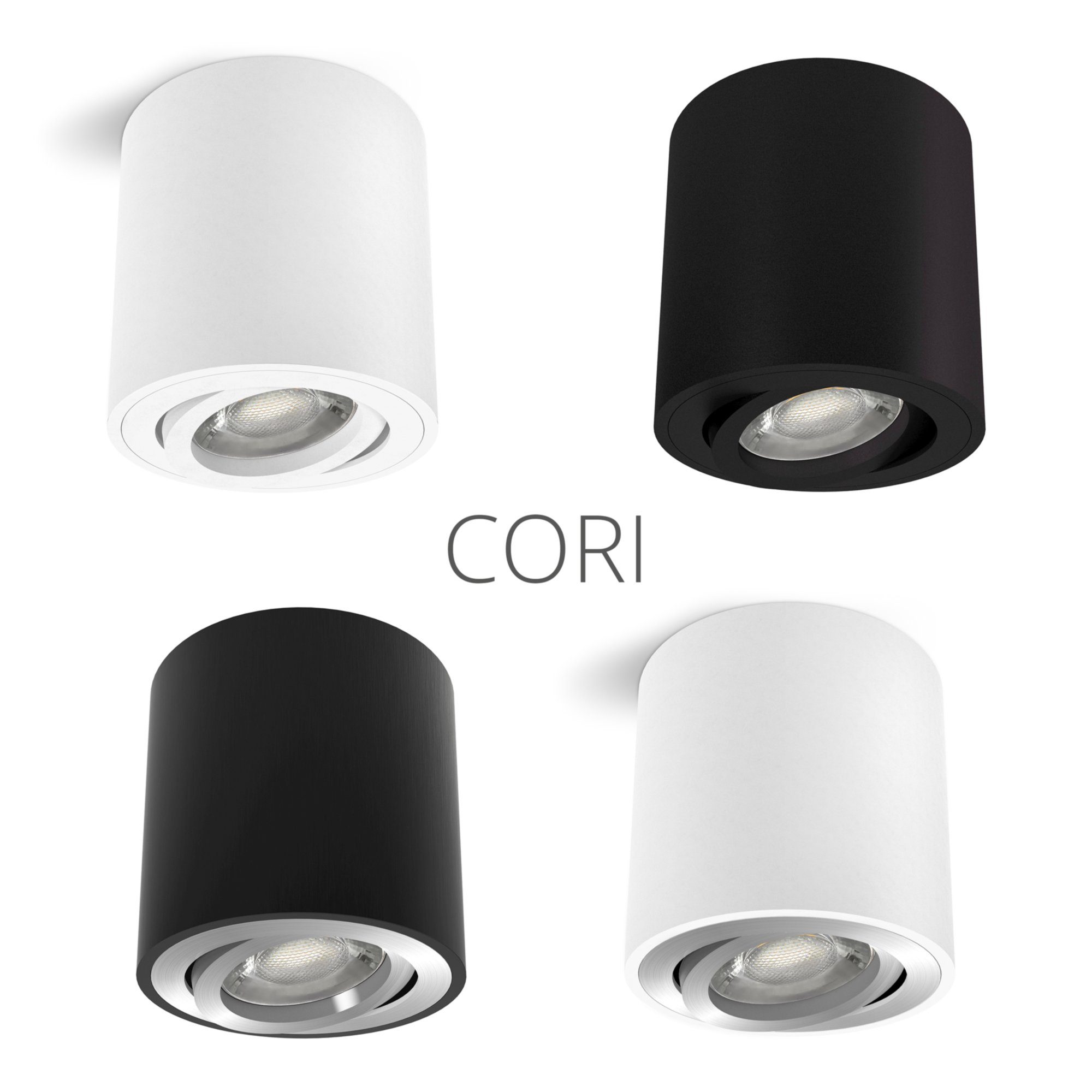 4 nicht x Aufbauleuchten LED Aufbaustrahler Leuchtmittel in CORI inklusive schwenkbare schwarz inklusive, linovum gebuerstet Leuchtmittel geeignet, nicht