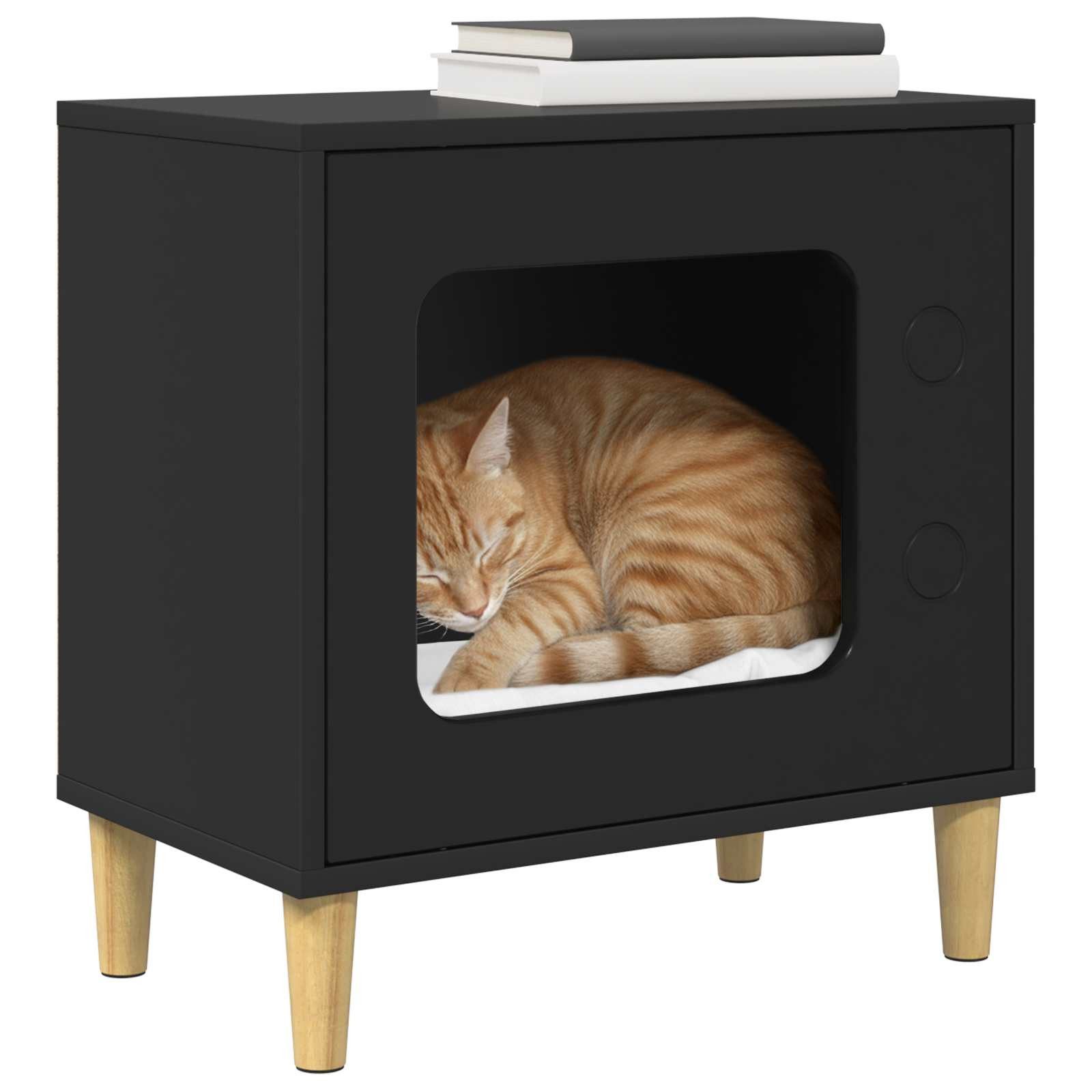 vidaXL Katzenhaus, Katzenhaus Schwarz 51 x 30 x 52 cm Holzwerkstoff