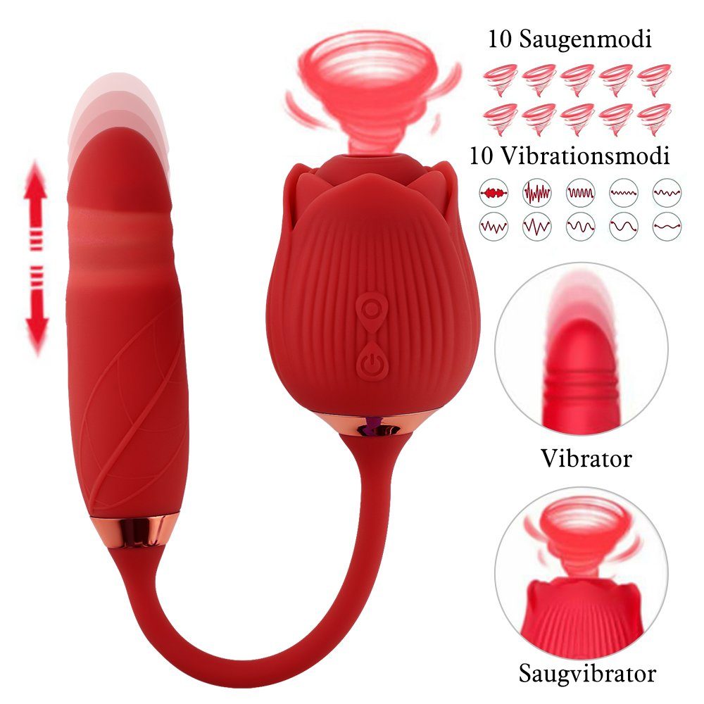 Paare Vibrator,Sexspielzeug für Stimulator Frauen G-Punkt-Vibrator Klitoris 10 LOVONLIVE G-Punkt Stimulation und Vibrator für Rose Vibratoren mit Sauger sie Vibration,