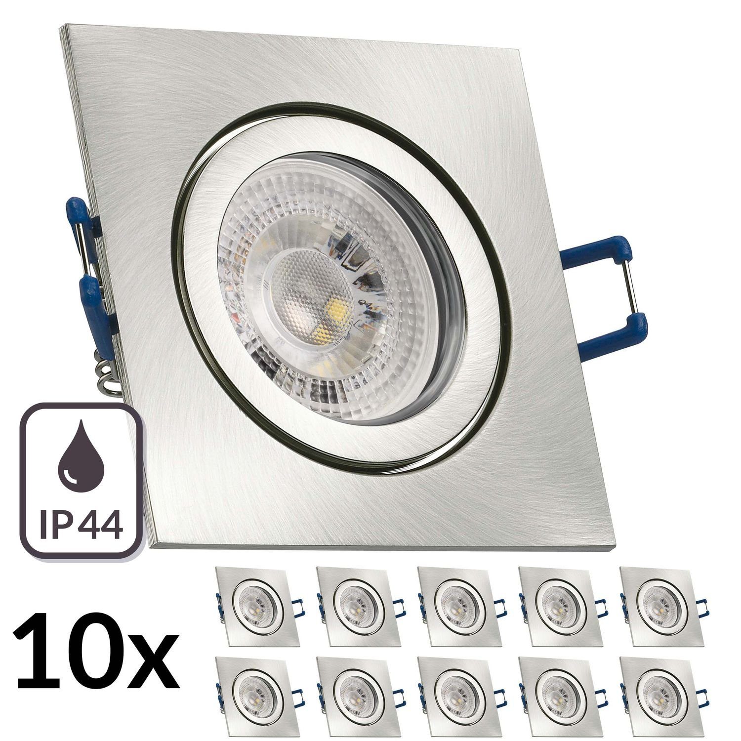 Set LED GU10 IP44 gebürs in / LEDANDO Einbaustrahler 10er RGB edelstahl LED Einbaustrahler silber