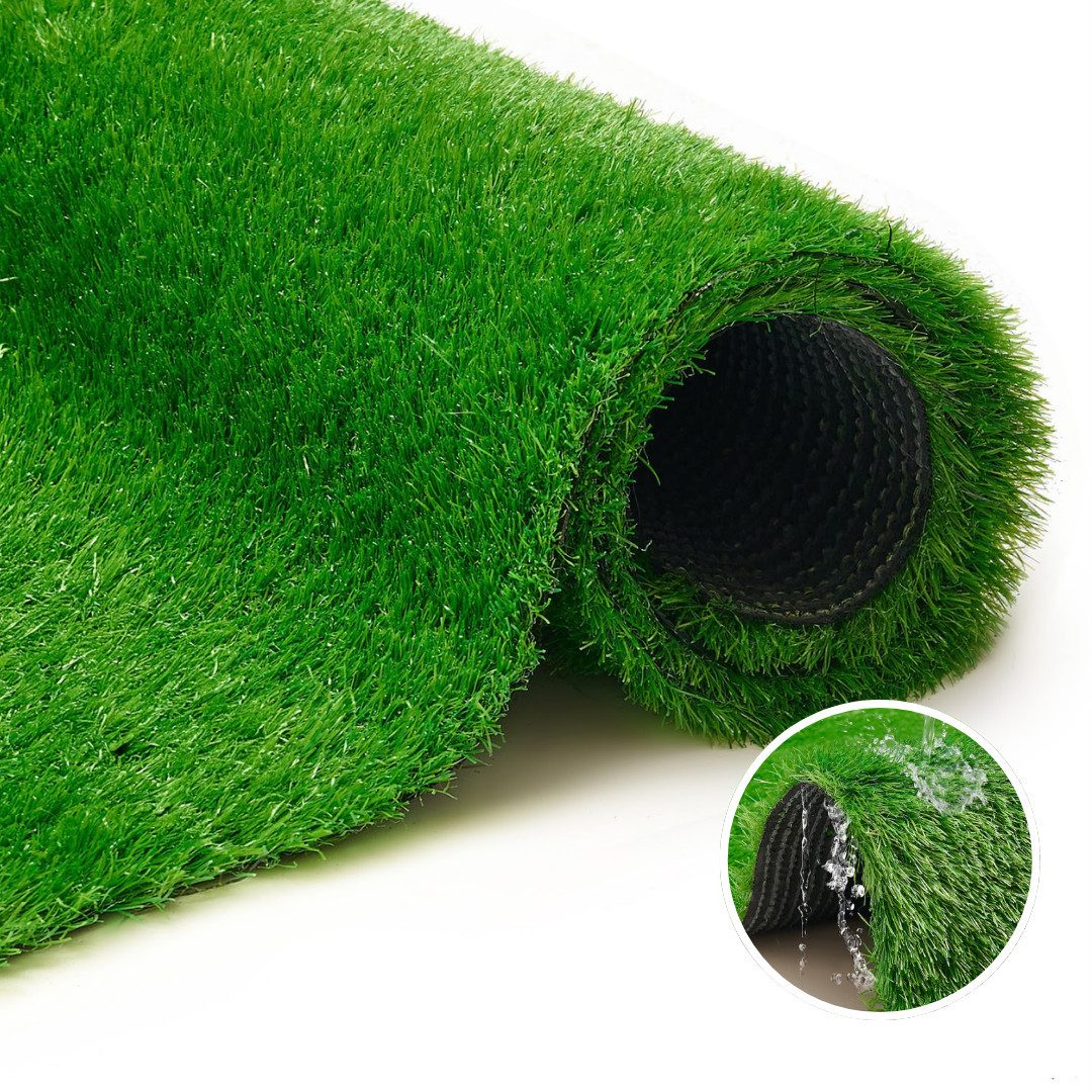 Tapiso Kunstrasen Natural, rechteckig, Höhe: 30 mm, UV-beständig & wetterfest – ideal für Balkon, Terrasse und Garten