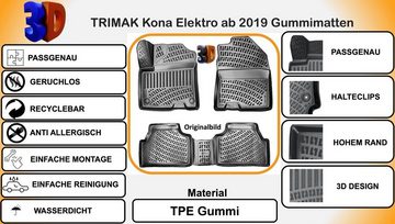 Trimak Auto-Fußmatte, HYUNDAI KONA Elektro 1.Gen 2019 - 2023 Gummimatten Autofußmatten