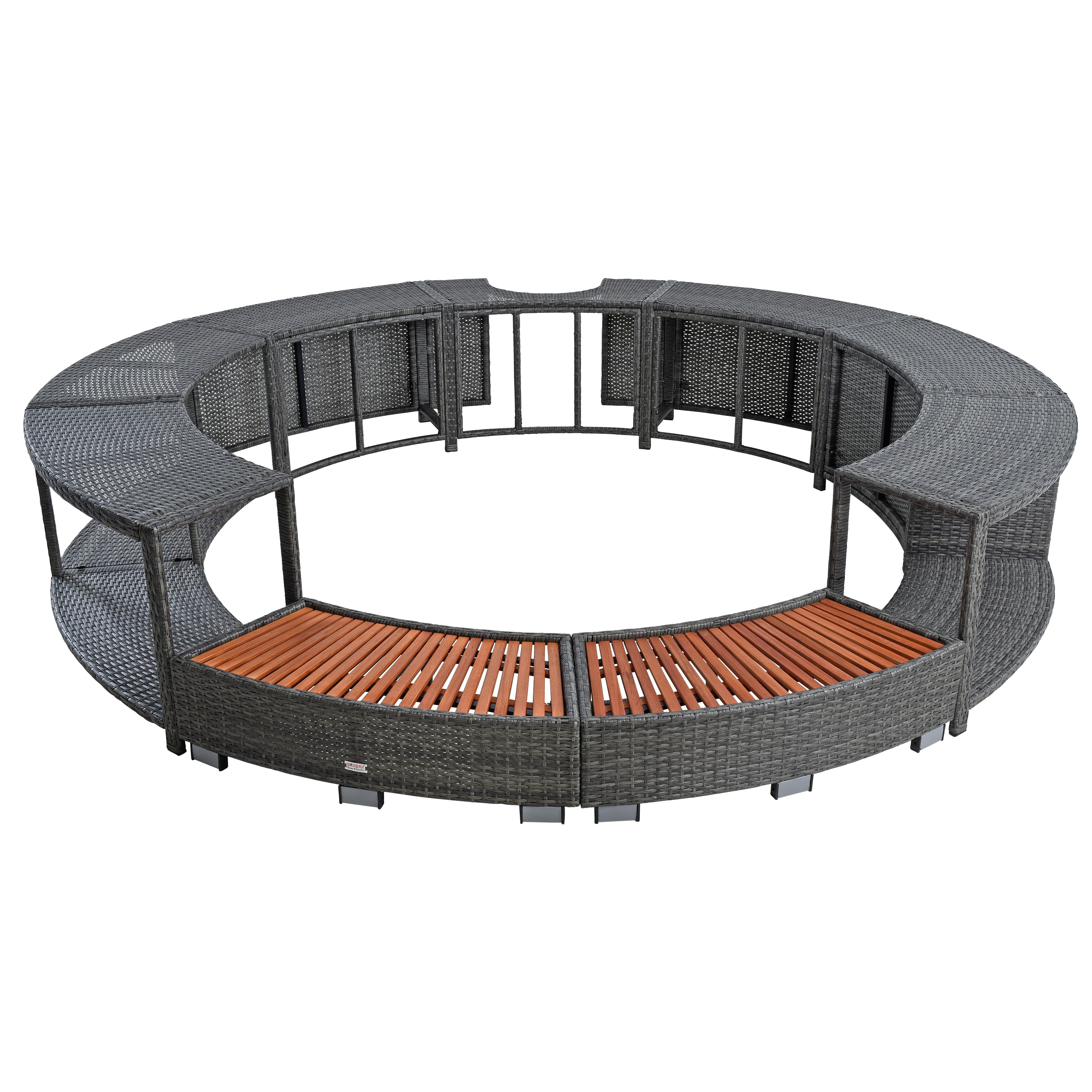 ESTEXO Pooltreppe Whirlpool Umrandung Poolumrandung Poolverkleidung Rattan Rahmen Anth – Bild 5 von 5