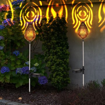 Globo LED Solarleuchte, Leuchtmittel inklusive, Warmweiß, LED Solarleuchte Außenlampe Steckleuchte Retro Gartenlampe 2er Set