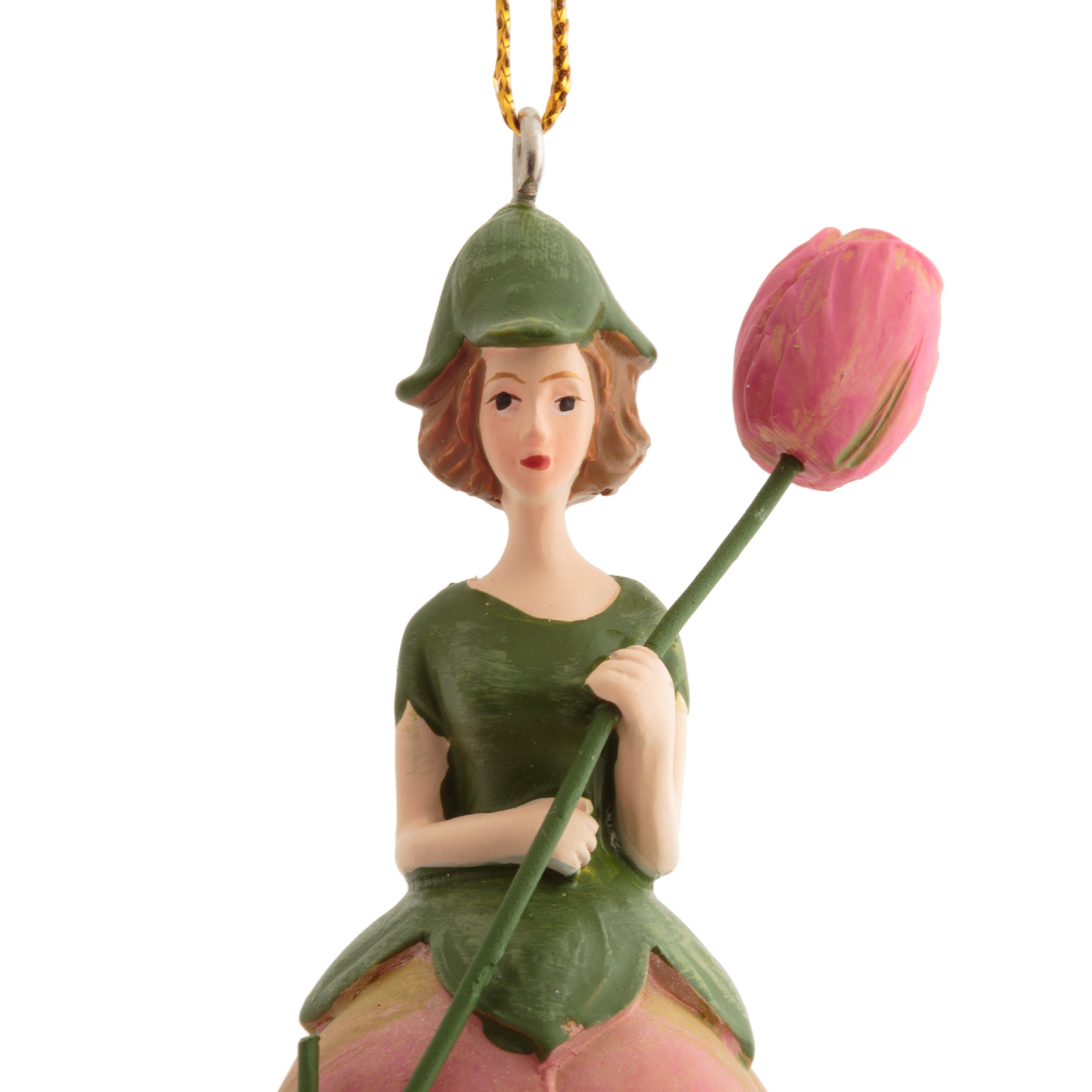 ROSEMARIE SCHULZ Heidelberg Dekofigur Blumenmädchen Figur Dekohänger Hängen Handbemalte Tulpe Deko-Objekt, zum Blumen aus Polyresin