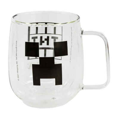 Minecraft Thermotasse Minecraft Gamer Creeper TNT doppelwandige Glastasse 290 ml, Glas