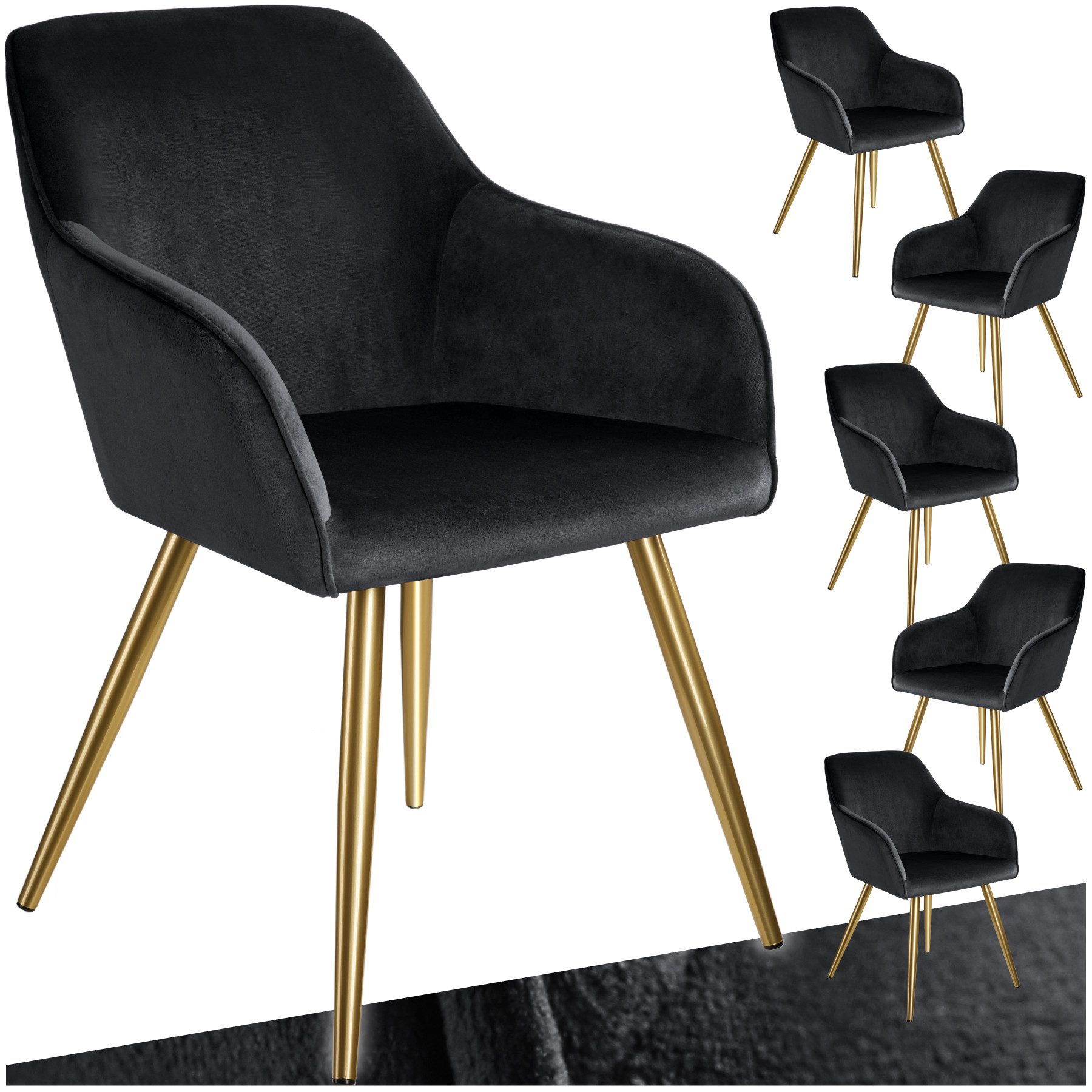 tectake Esszimmerstuhl Küchenstuhl Marilyn Samtoptik, goldene günstig online kaufen