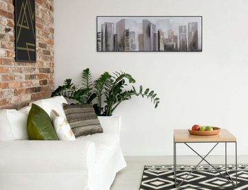 KUNSTLOFT Gemälde Between Skyscrapers 120x40 cm, Leinwandbild 100% HANDGEMALT Wandbild Wohnzimmer