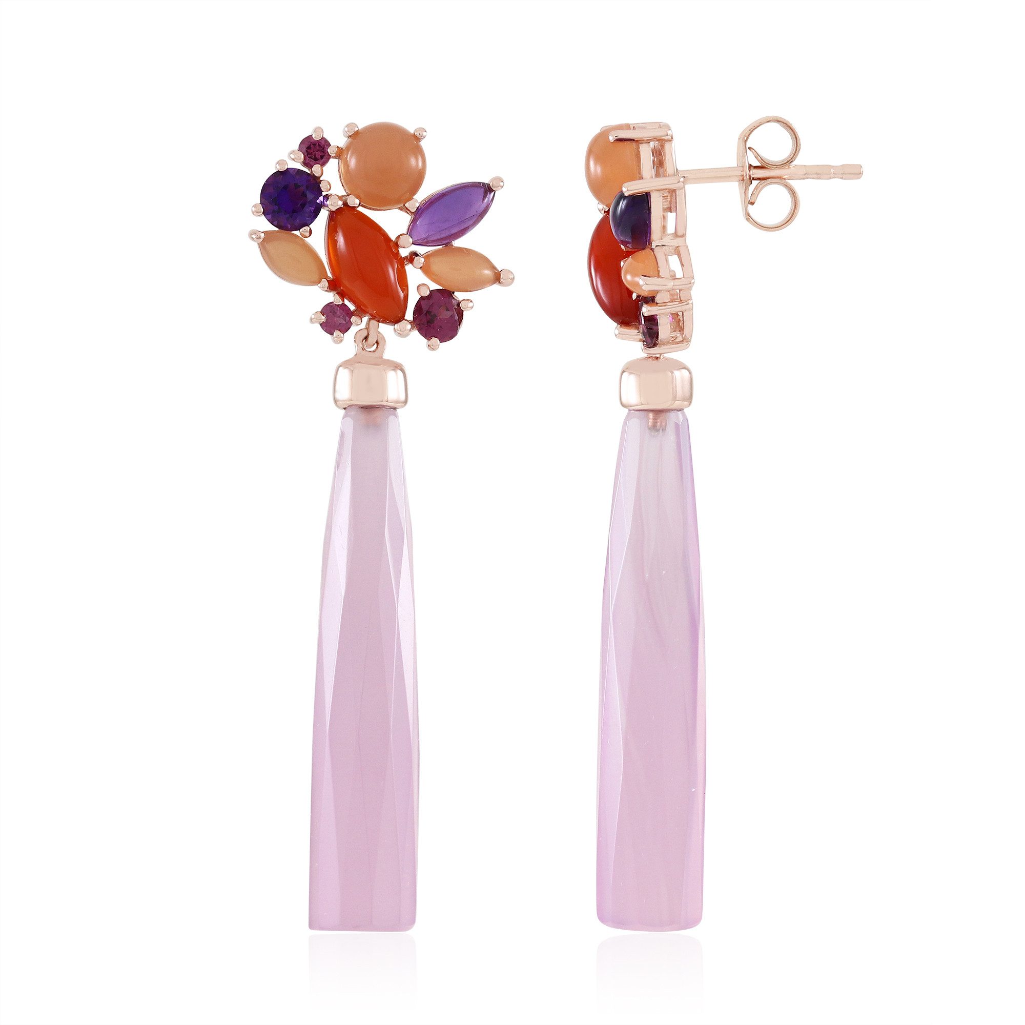 Ohrring-Set Cavill 21,26 ct Lavendel Chalzedon Ohrringe Rosévergoldet Silber