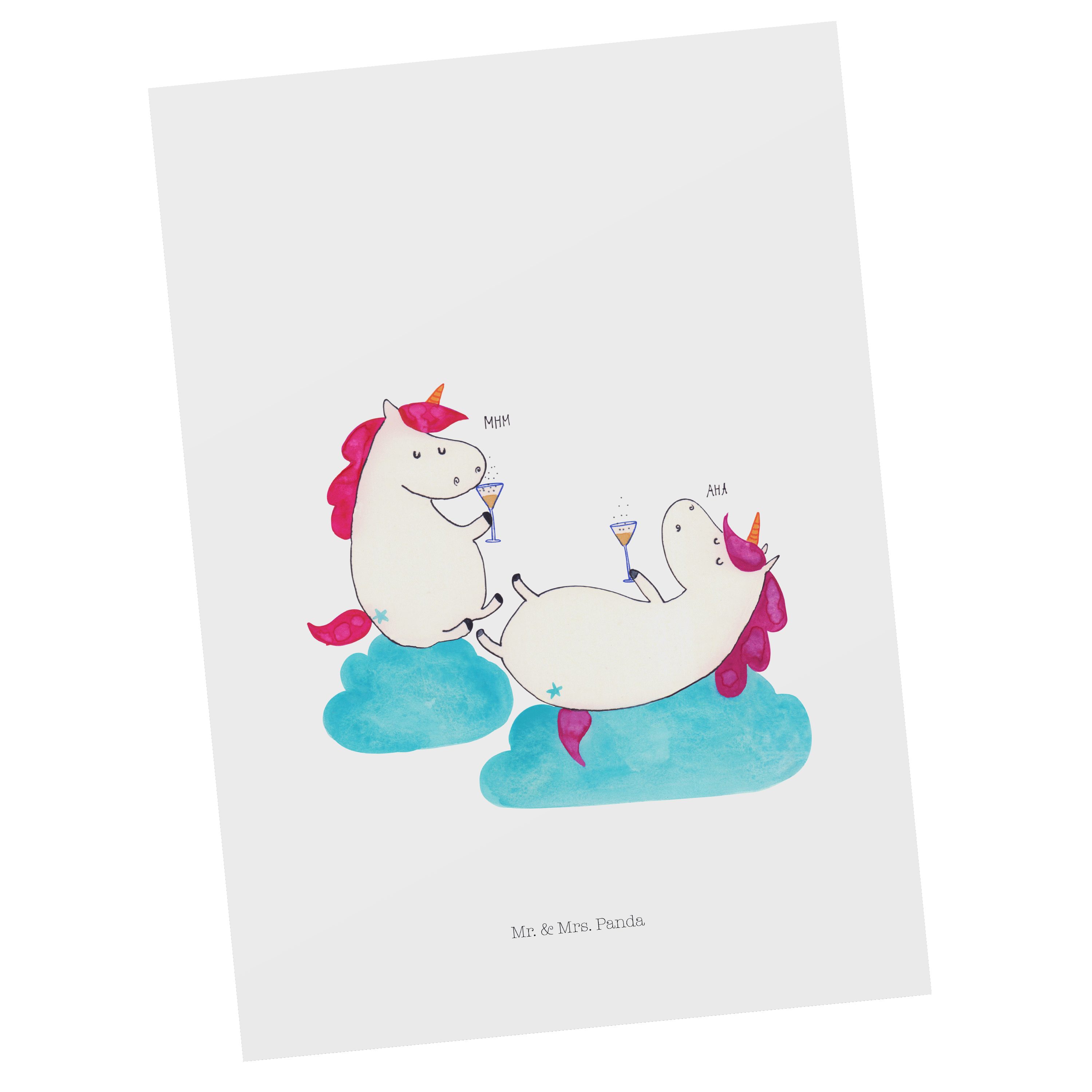 Mr. & Mrs. Panda Postkarte Einhörner Sekt - Weiß - Geschenk, Geschenkkarte, Pegasus, Geburtstag