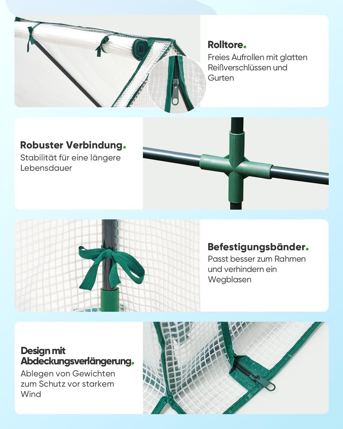 DOTMALL Foliengewächshaus Quictent Foliengewächshaus, Gewächshaus mit 2 großen Zugriffsfenstern