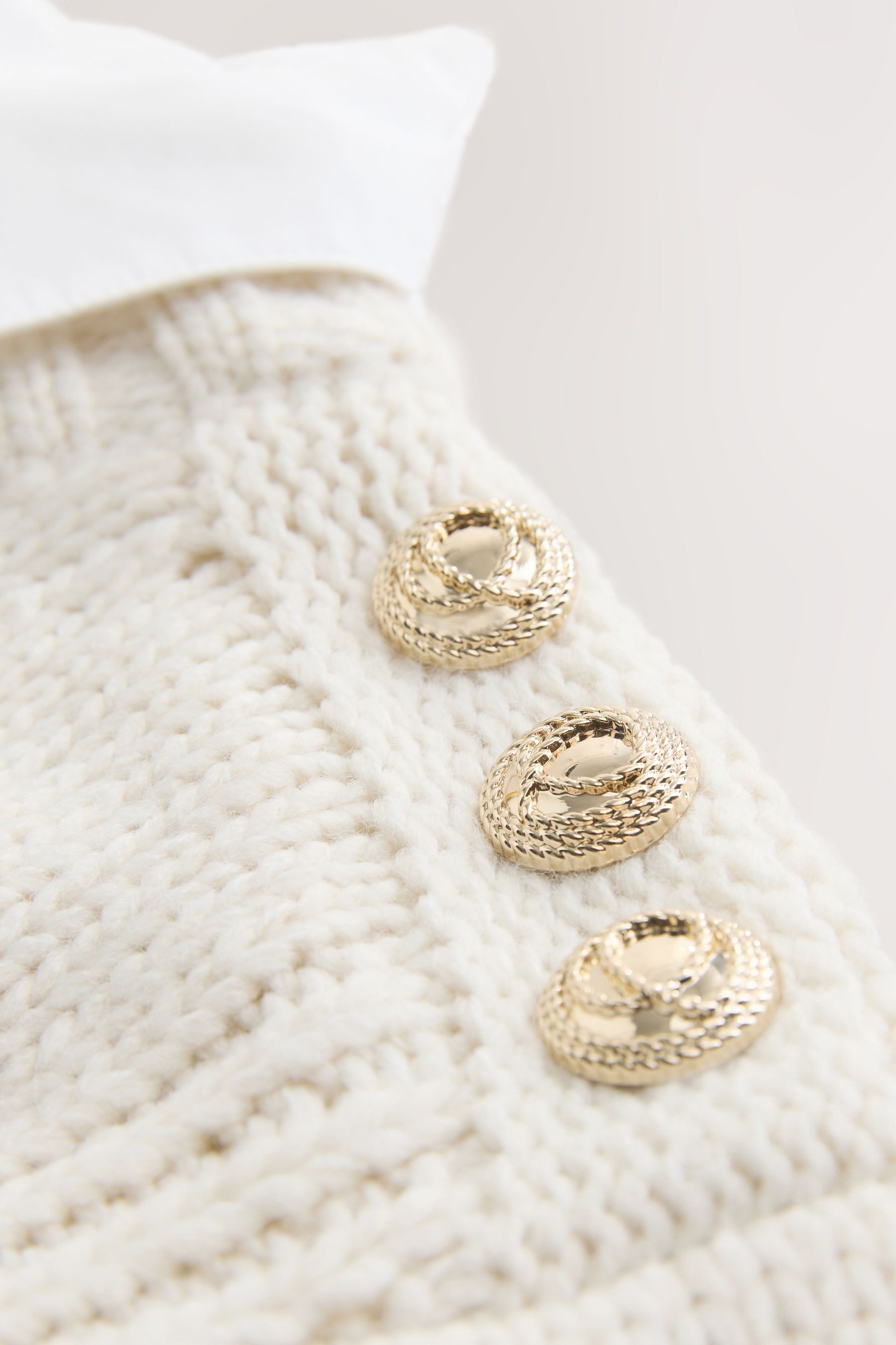 Next V-Ausschnitt-Pullover Strickpullover mit V-Ausschnitt und Hemdlage (1- günstig online kaufen