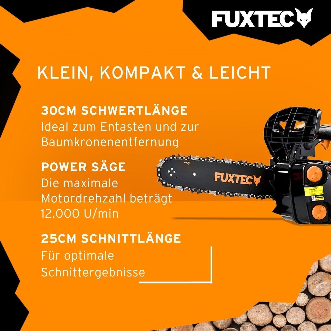 FUXTEC Benzin-Kettensäge FX-KS226, 30 cm Schwertlänge, 2-Takt, Schnittlänge 25 cm, 25,4 ccm, 3 kg – Bild 4 von 5