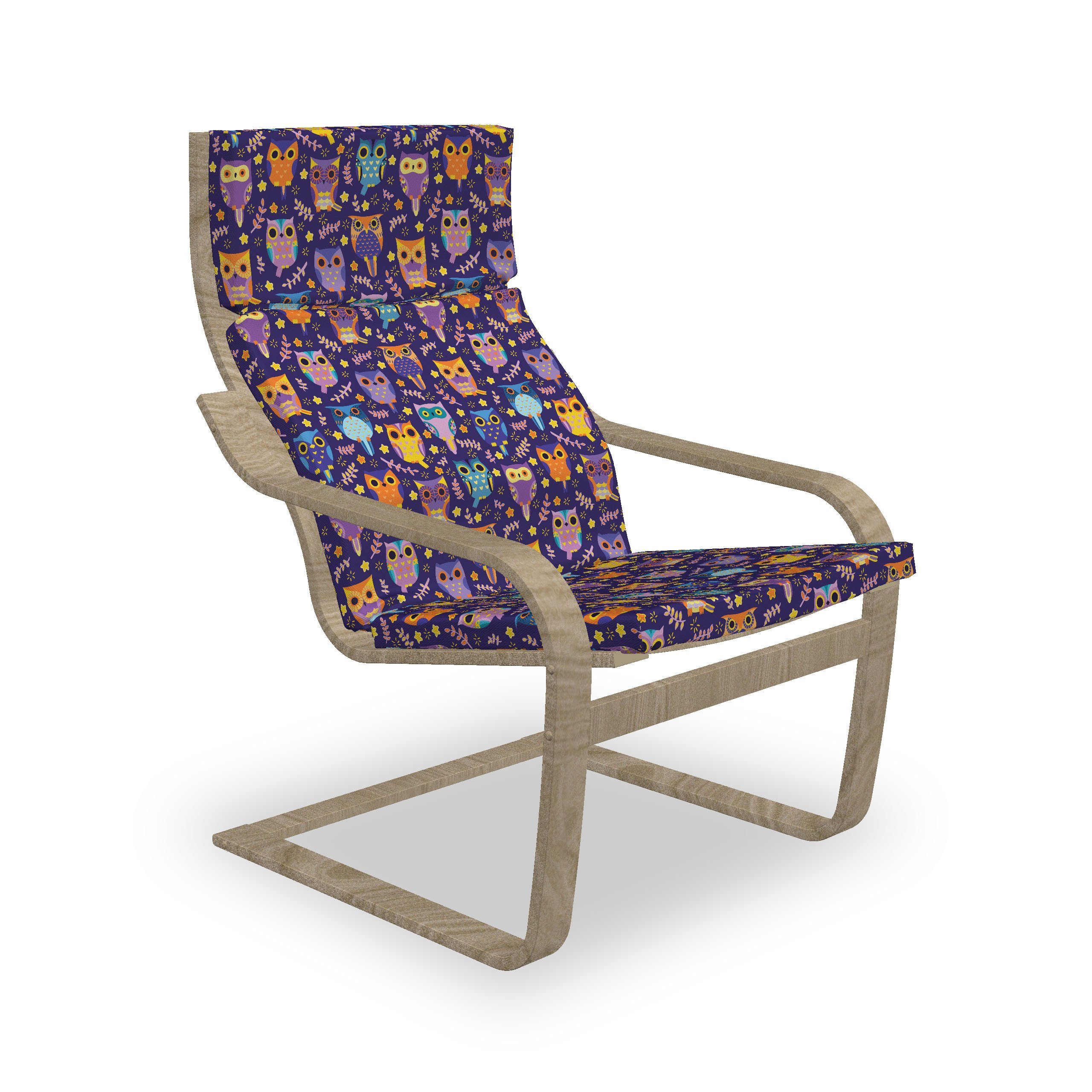Abakuhaus Stuhlkissen Sitzkissen mit mit Hakenschlaufe und Eulen Stuhlkissen Blätter Sterne Comic Reißverschluss