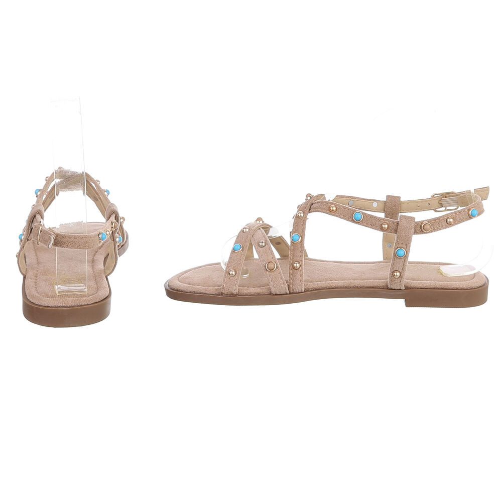 Ital-Design Damen Sandale mit Nieten und Schnalle Riemchensandalette (91895776) Blockabsatz Riemchensandalen in Hellbraun – Bild 5 von 5