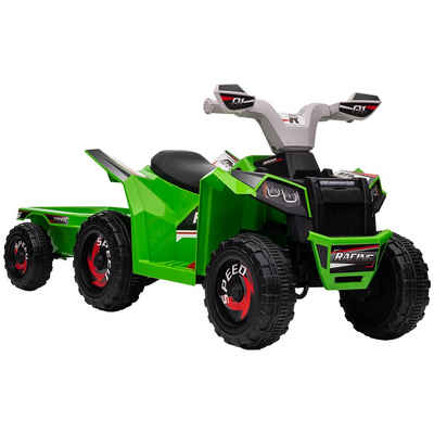 HOMCOM Elektro-Kinderquad Elektro-Quad, Kinderfahrzeug mit Anhänger, abriebfeste Räder, Grün, Belastbarkeit 25 kg, (1-tlg), 106B x 41.5T x 48.5H cm