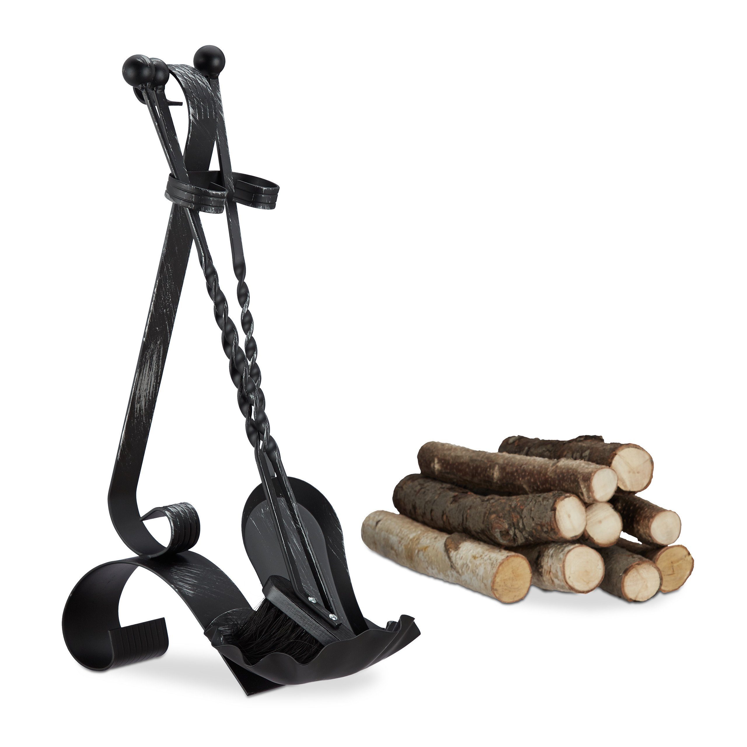 relaxdays Kamingarnitur Kaminbesteck antik 4-teilig günstig online kaufen