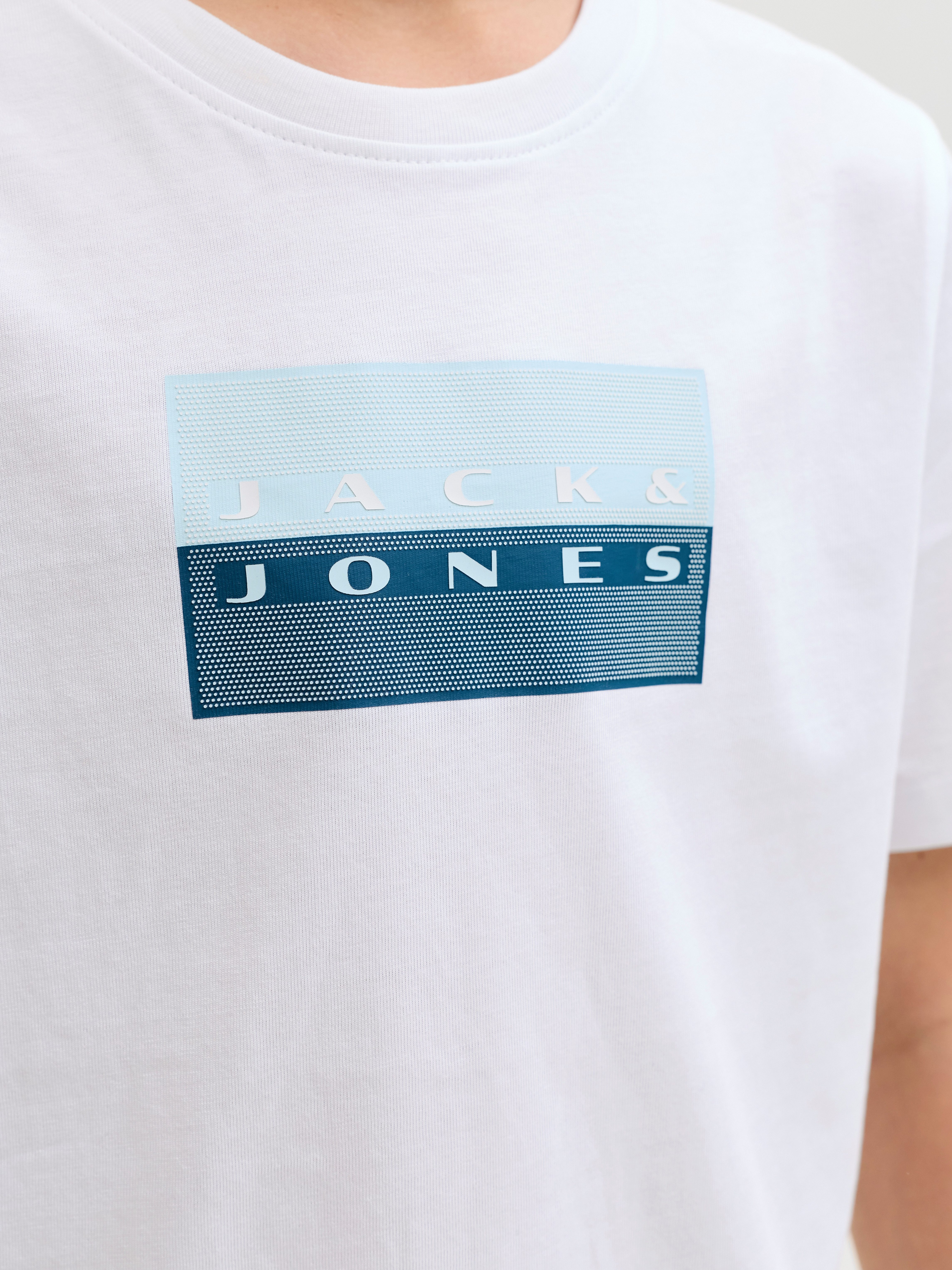 Jack & Jones Junior Rundhalsshirt JCOFUSION DOTS PRINT TEE SS CN JNR Baumwolle, normal geschnitten