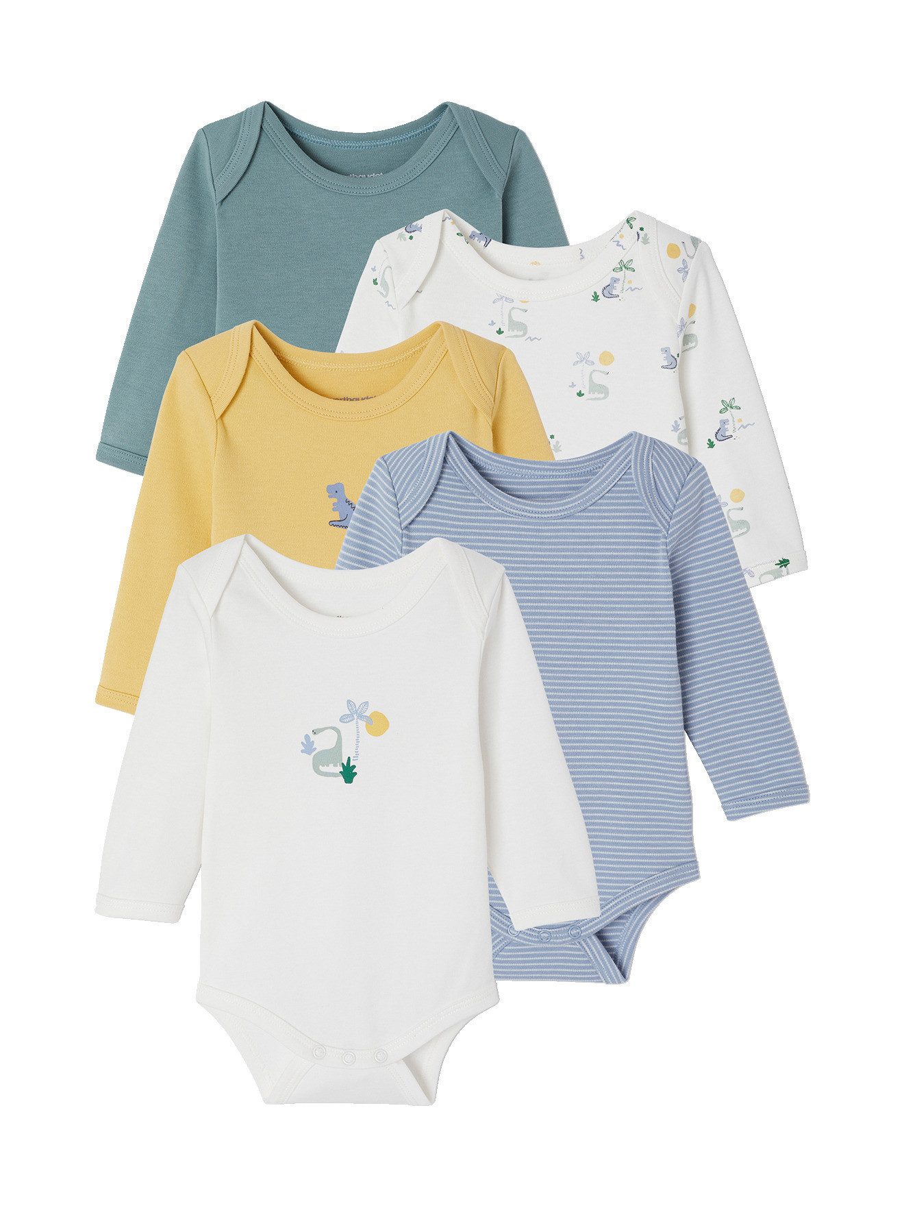 vertbaudet Kurzarmbody 5er-Pack Baby Schlupfbodys mit Dinosauriermotiven