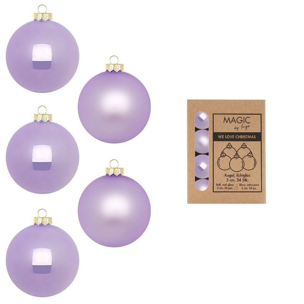 Holly & Jolly Weihnachtsbaumkugel, Weihnachtskugeln Glas 3cm 24 Stück - Lilac Breeze