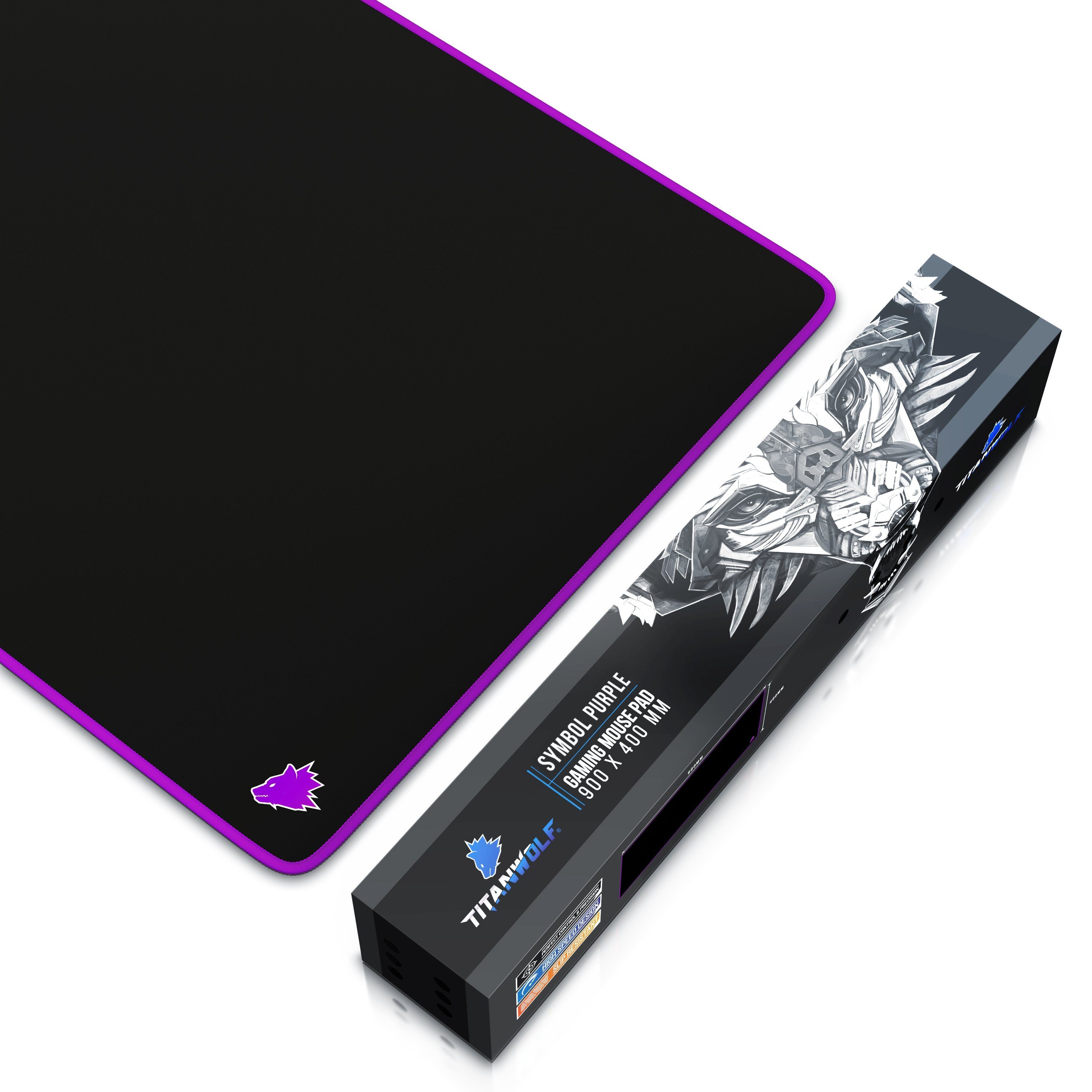 CSL Gaming Mauspad XXL Speed Mousepad 900 x 400 x 3 mm, große Tischunterlage, rutschfest, abwaschbar, Geschwindigkeit & Präzision, Symbol violett