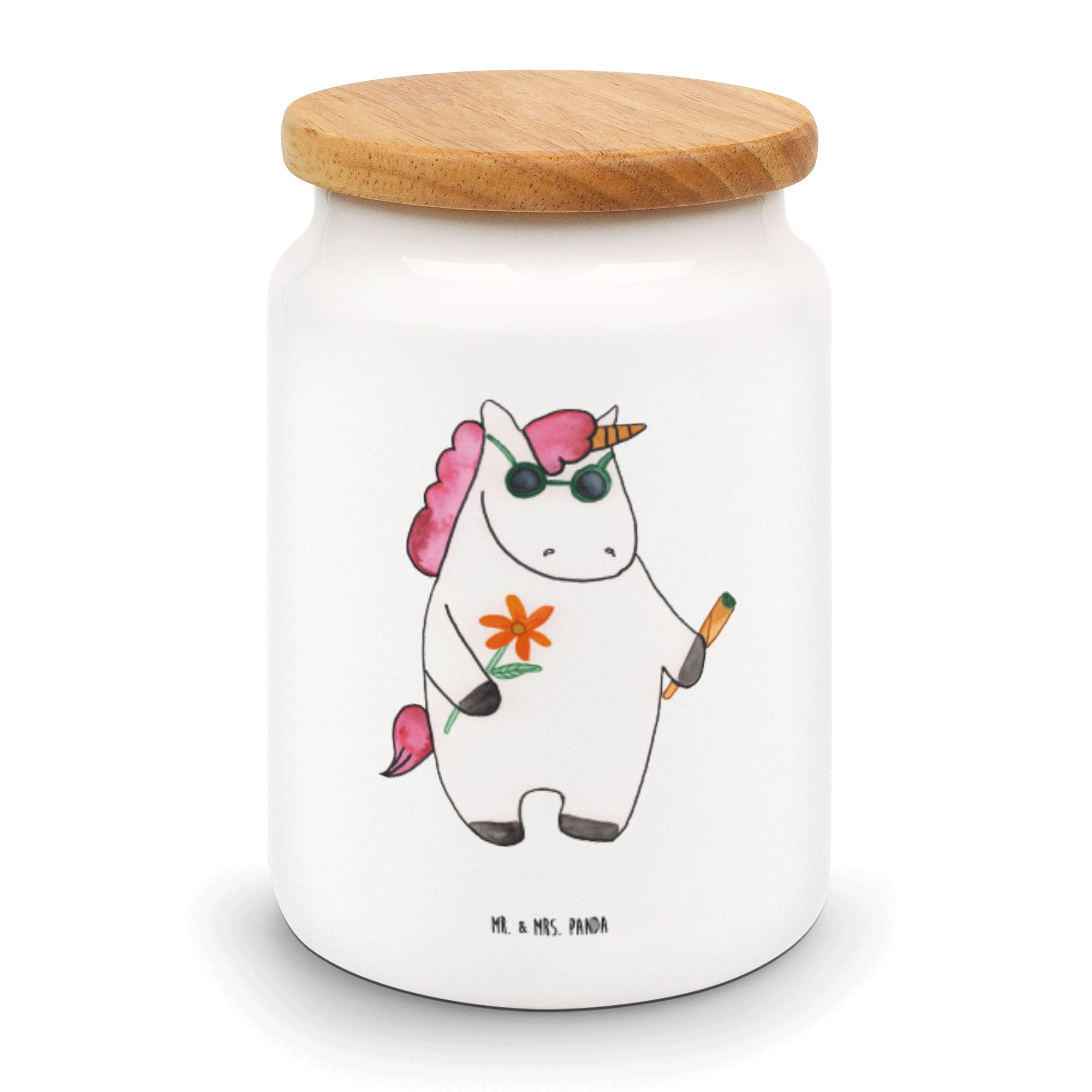 Mr. & Mrs. Panda Vorratsdose Einhorn Woodstock - Weiß - Geschenk, Vorratsdose, Keksdose, Unicorn, Keramik, (1-tlg)