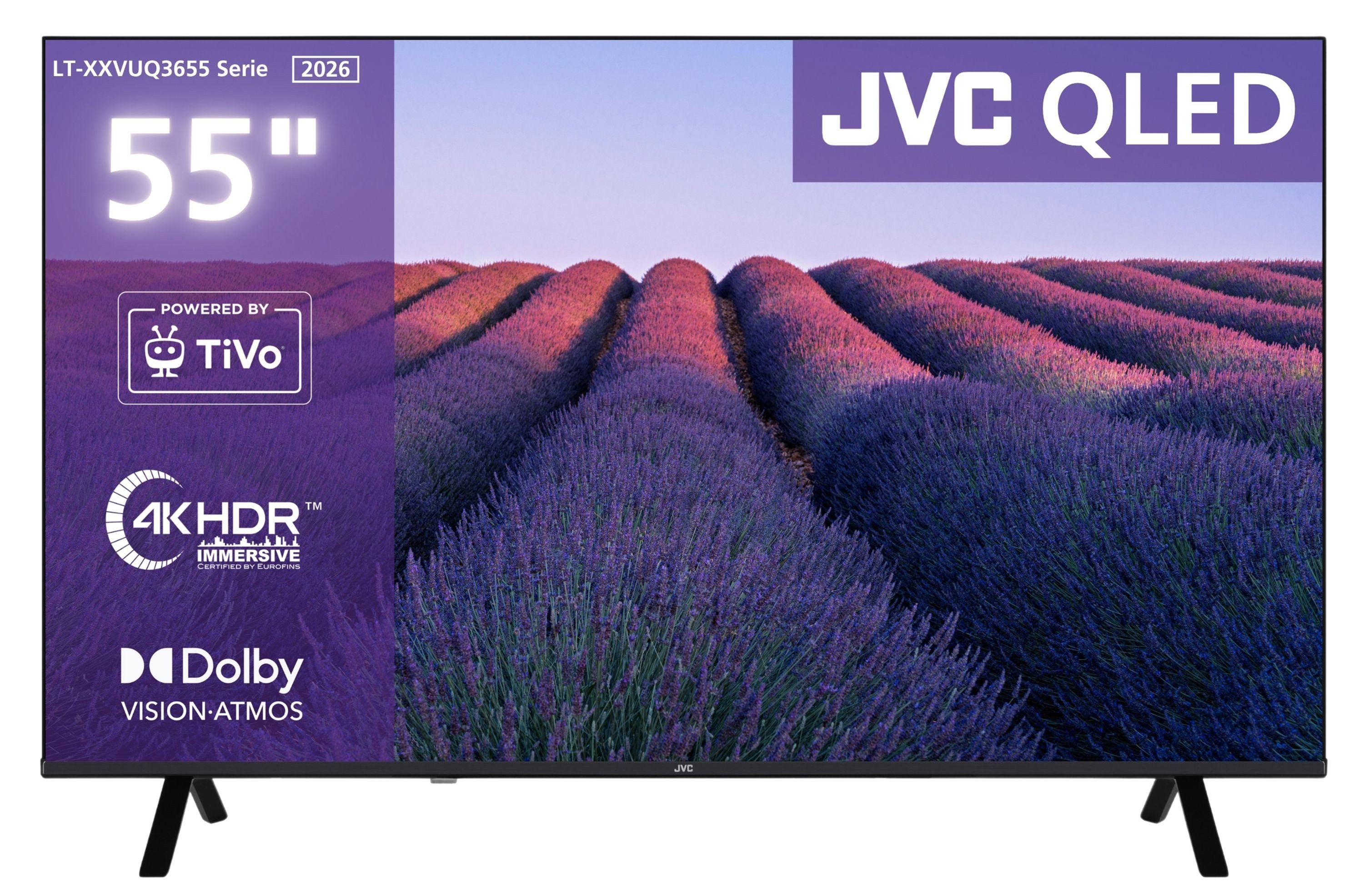 JVC LT-55VUQ3655 QLED-Fernseher (139 cm/55 Zoll, 4K Ultra HD, Smart TV powered by TiVo, Smart TV by TiVo, Dolby Vision HDR, Dolby Atmos, Triple-Tuner)