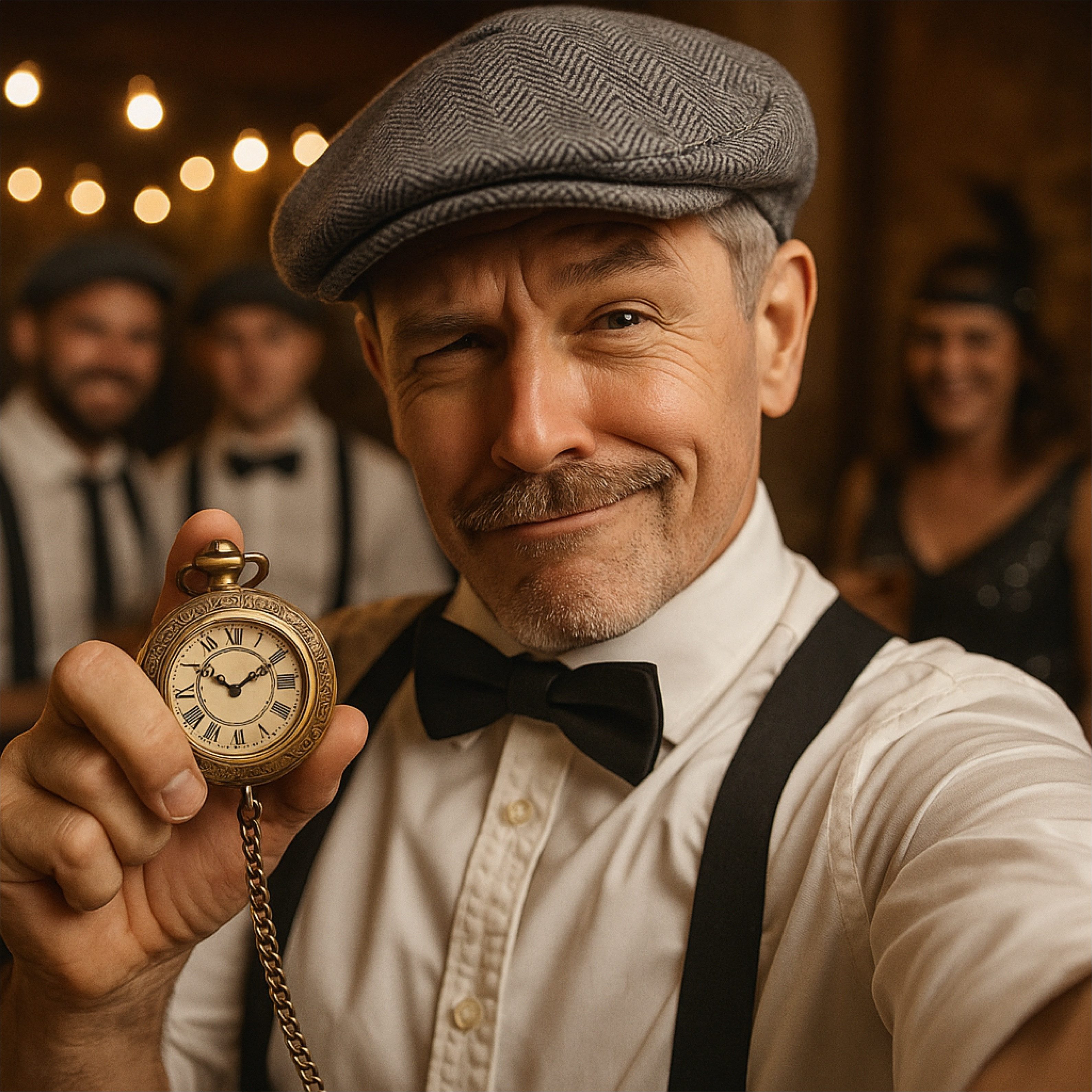 Kostümheld® Kostüm 5 in 1 - 20er Jahre Kostüm Accessoires Herren Mafia Fasching Karneval, Einheitsgröße