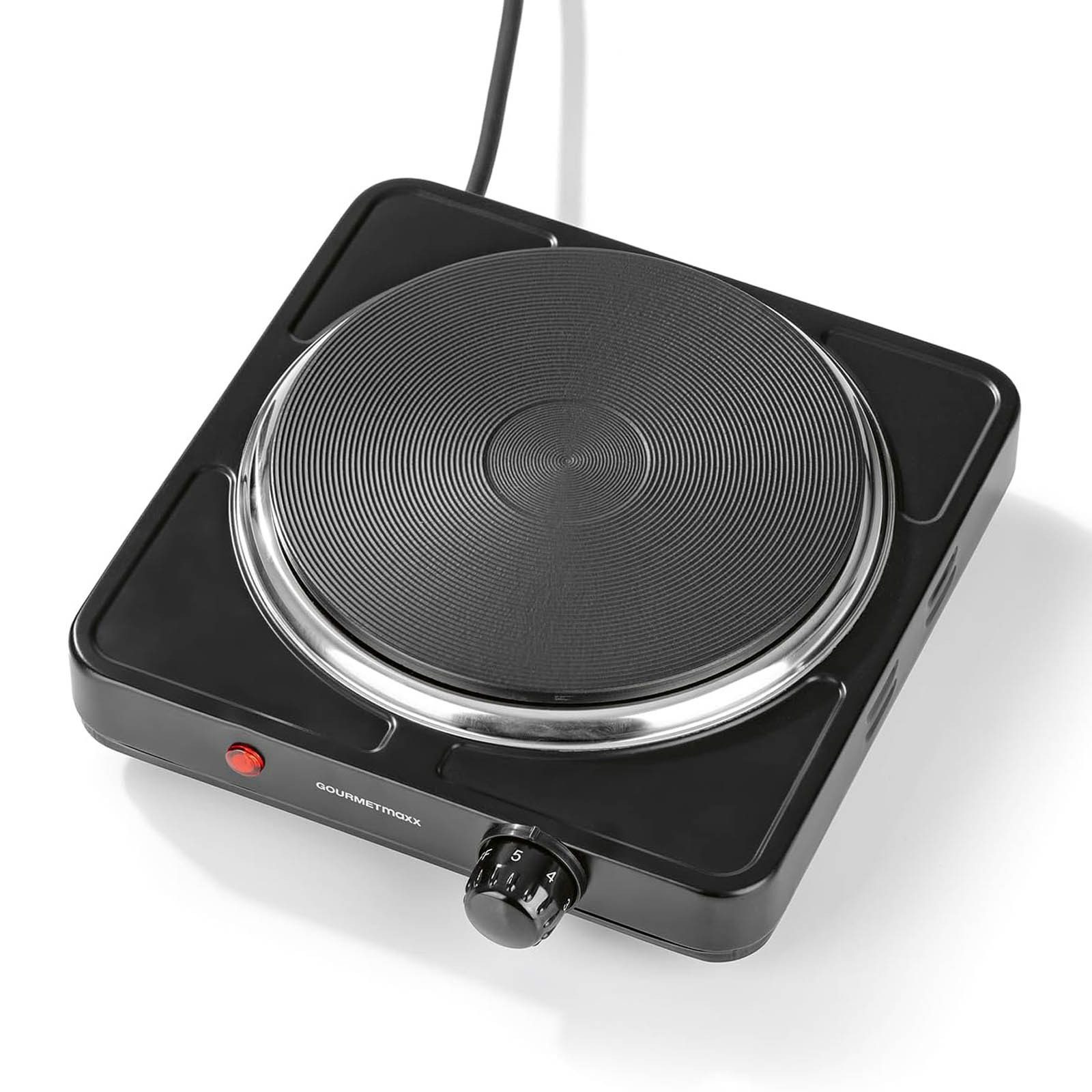 GOURMETmaxx Einzelkochplatte Elektrische Kompakt-Herdplatte 1500 W Kochfeld, Stufenlose Temperaturregulierung für Töpfe bis 18,5 cm