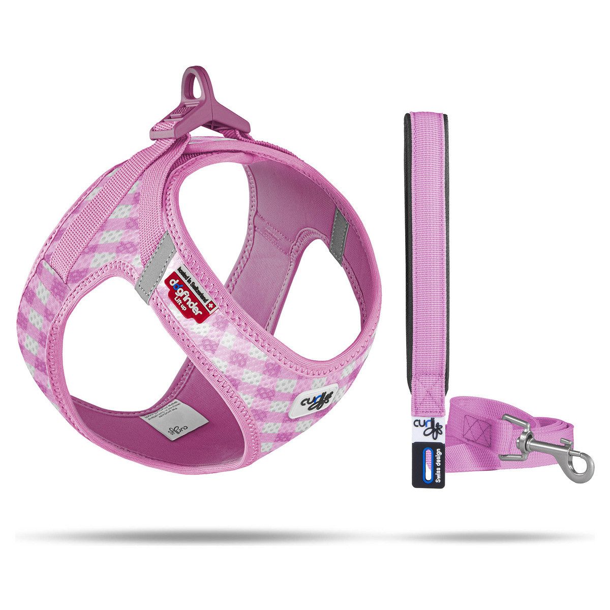 Curli Hunde-Geschirr Clasp Vest Geschirr Puppy Set pink-caro