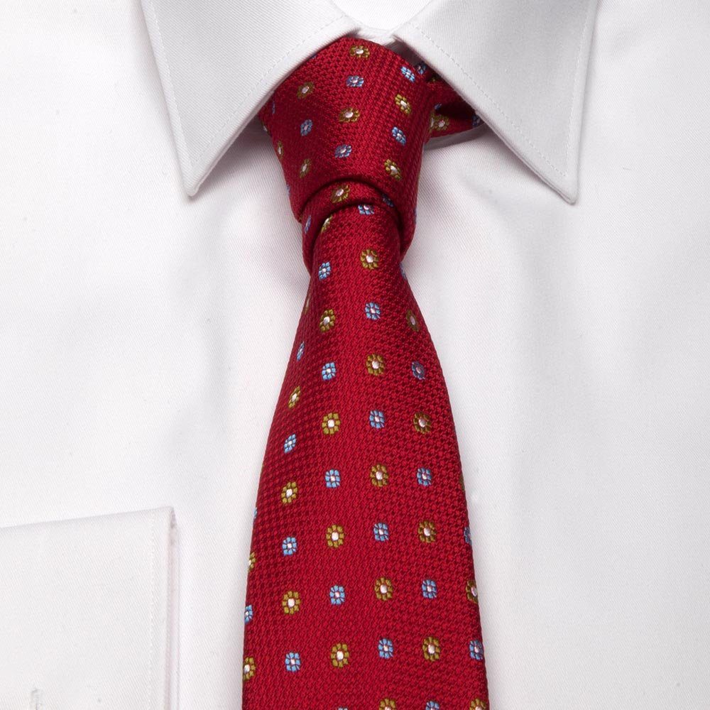 BGENTS Krawatte Blüten-Muster Krawatte Breit mit Rot (8cm) Seiden-Jacquard