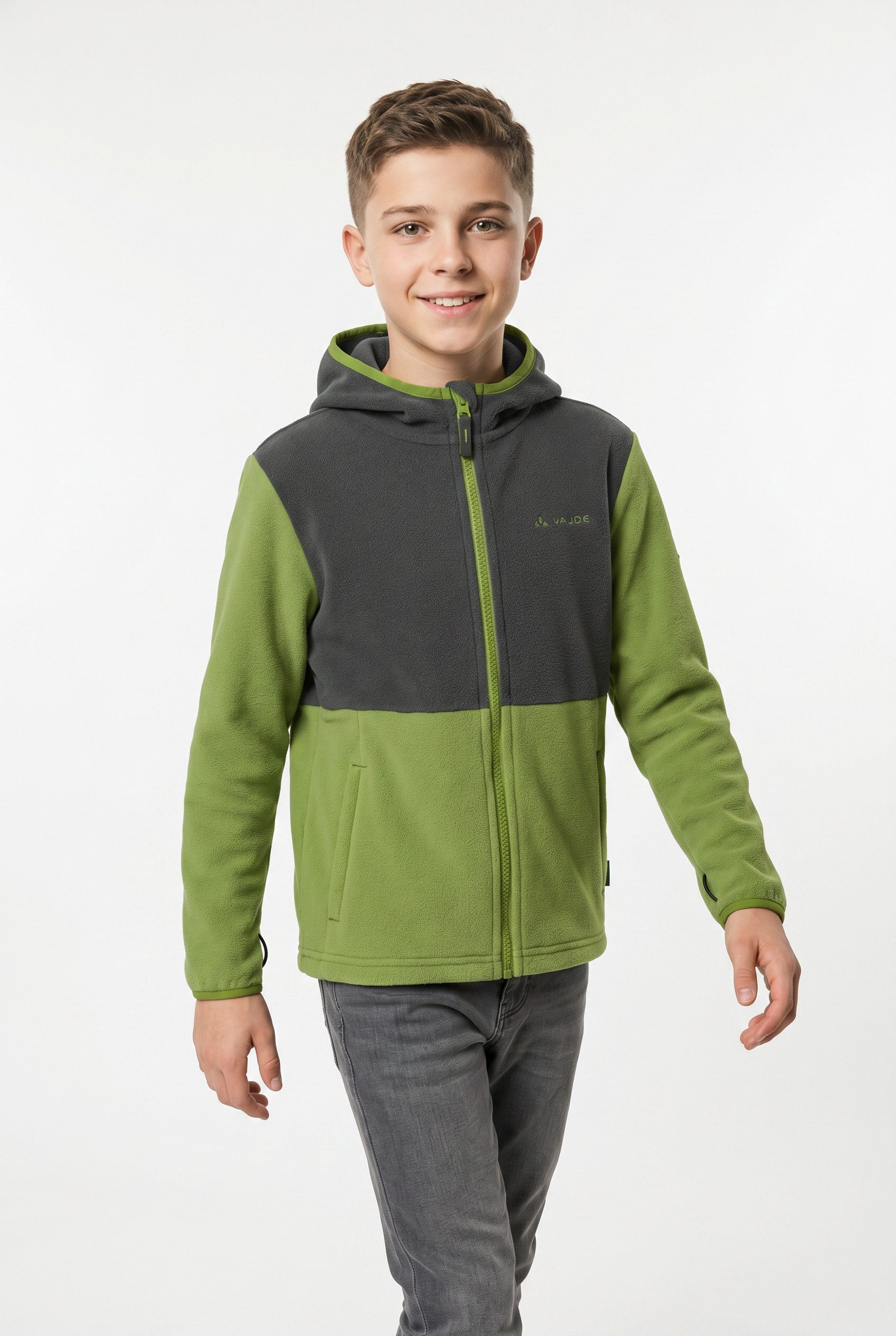 VAUDE Kapuzenfleecejacke Kids Pulex Hooded Jacket II mit Kapuze, atmungsaktives Material, mit Eingrifftaschen