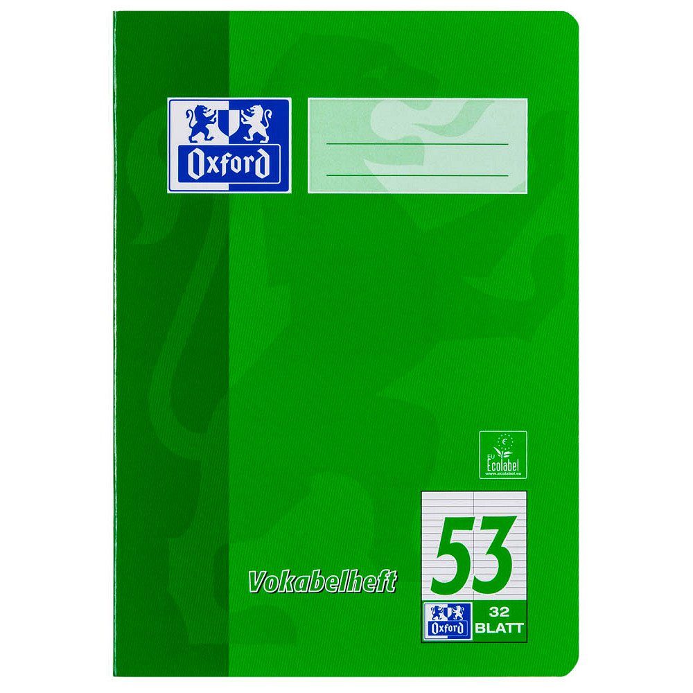 OXFORD Vokabelheft 1 Vokabelheft mit 2-Spalten Lin. 53 (liniert) A5 ohne Rand, Keine Farbwahl möglich!