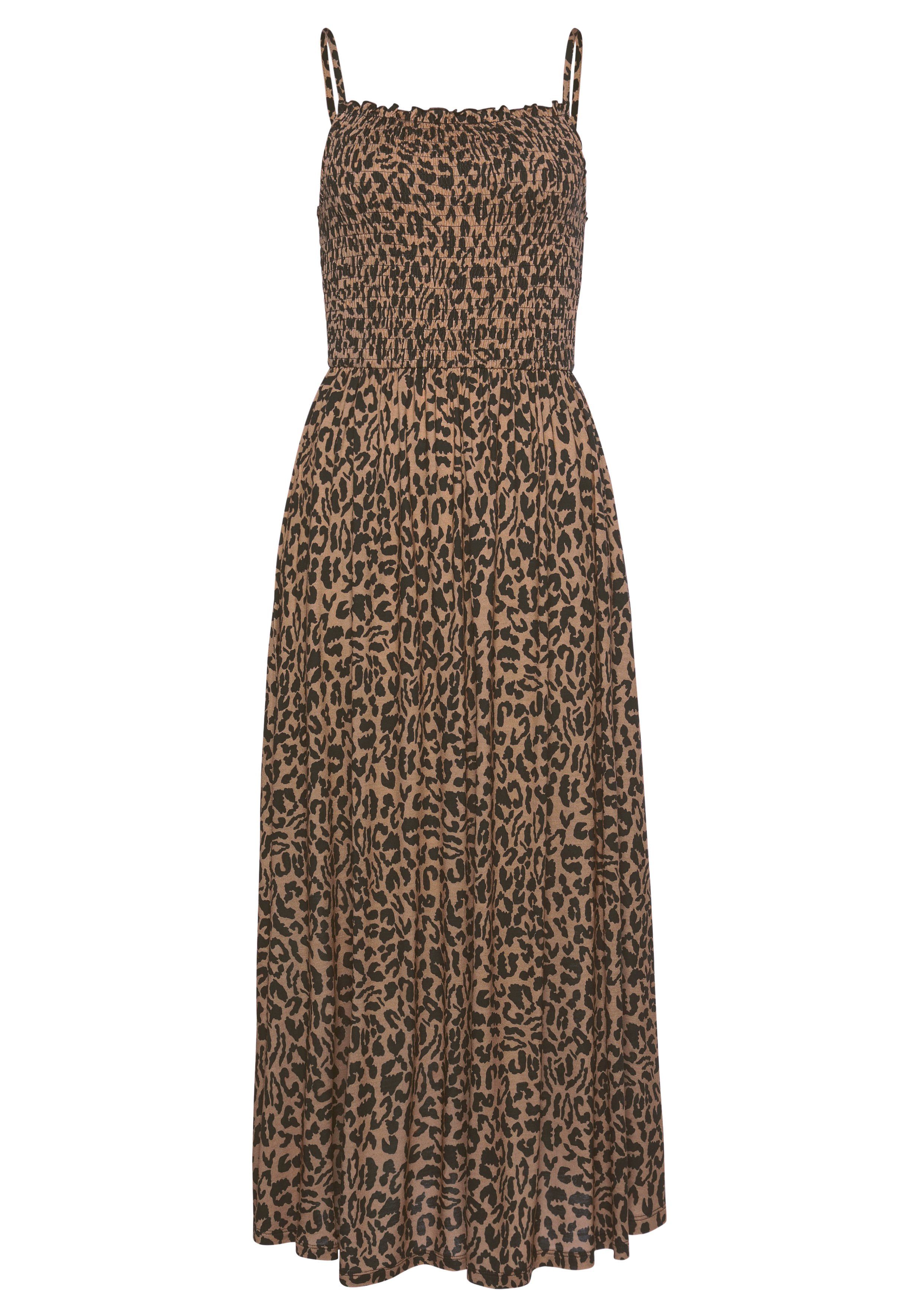 Buffalo Midikleid mit Oberteil und gesmoktem Animalprint