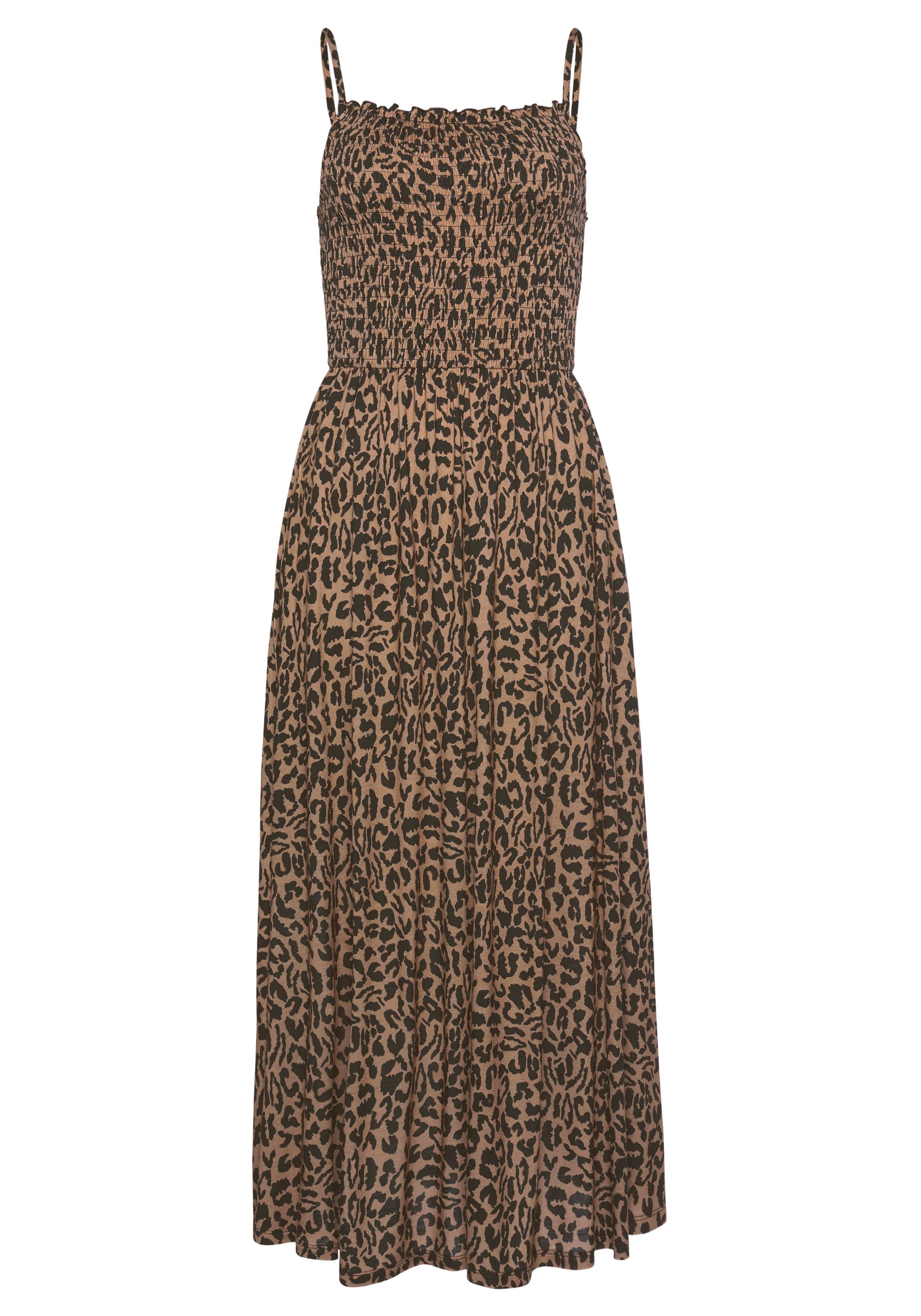 Buffalo Midikleid mit gesmoktem Oberteil und Animalprint feminines Jerseykleid, Animalkleid, Leokleid, Sommerkleid – Bild 2 von 5