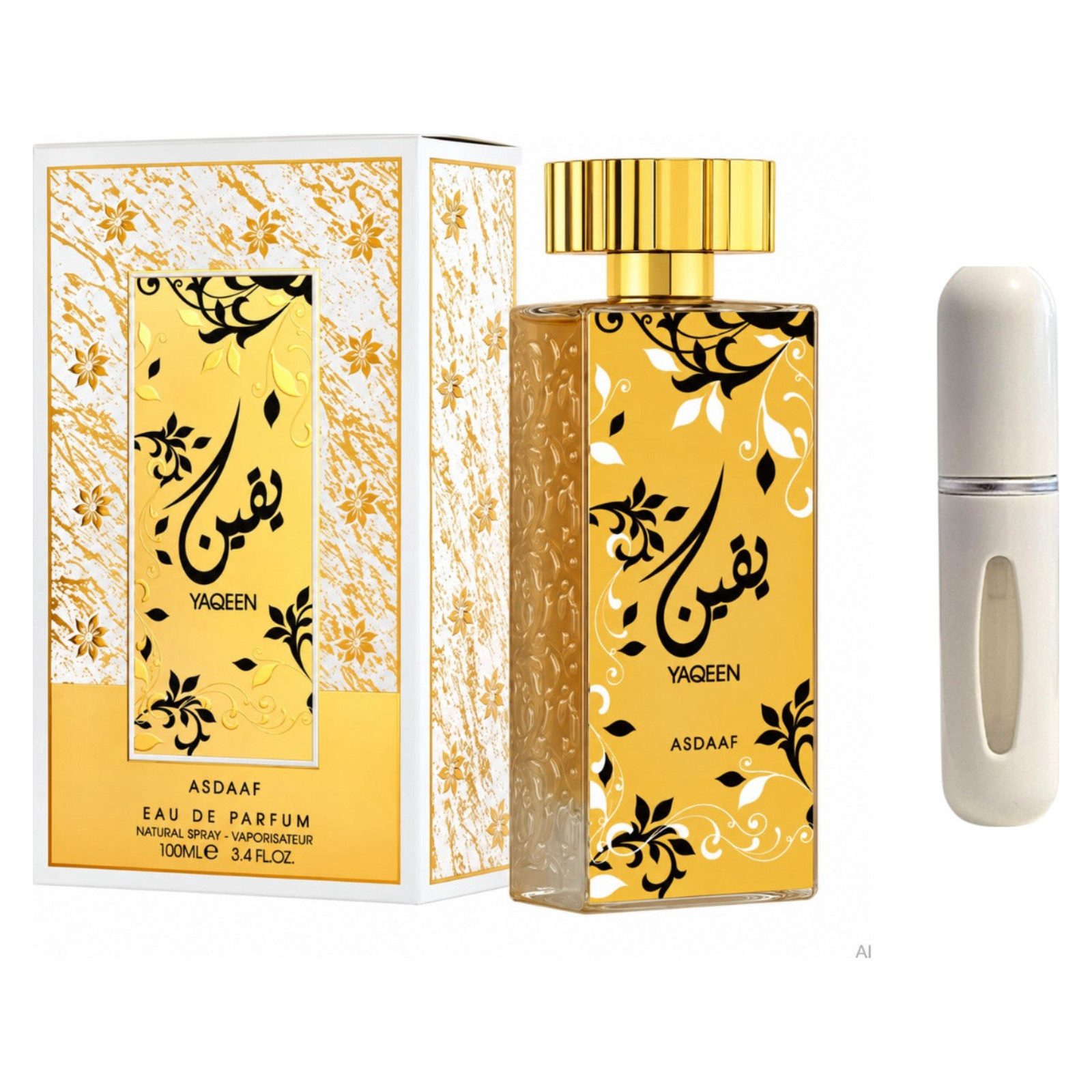 Asdaaf Duft-Set Yaqeen EDP – Orientalisch Blumig + Parfümzerstäuber (leer)