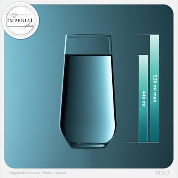 IMPERIAL glass Glas Trinkgläser, Glas, 440ml (max. 520ml) Getränkeglas Wassergläser Longdrinkgläser