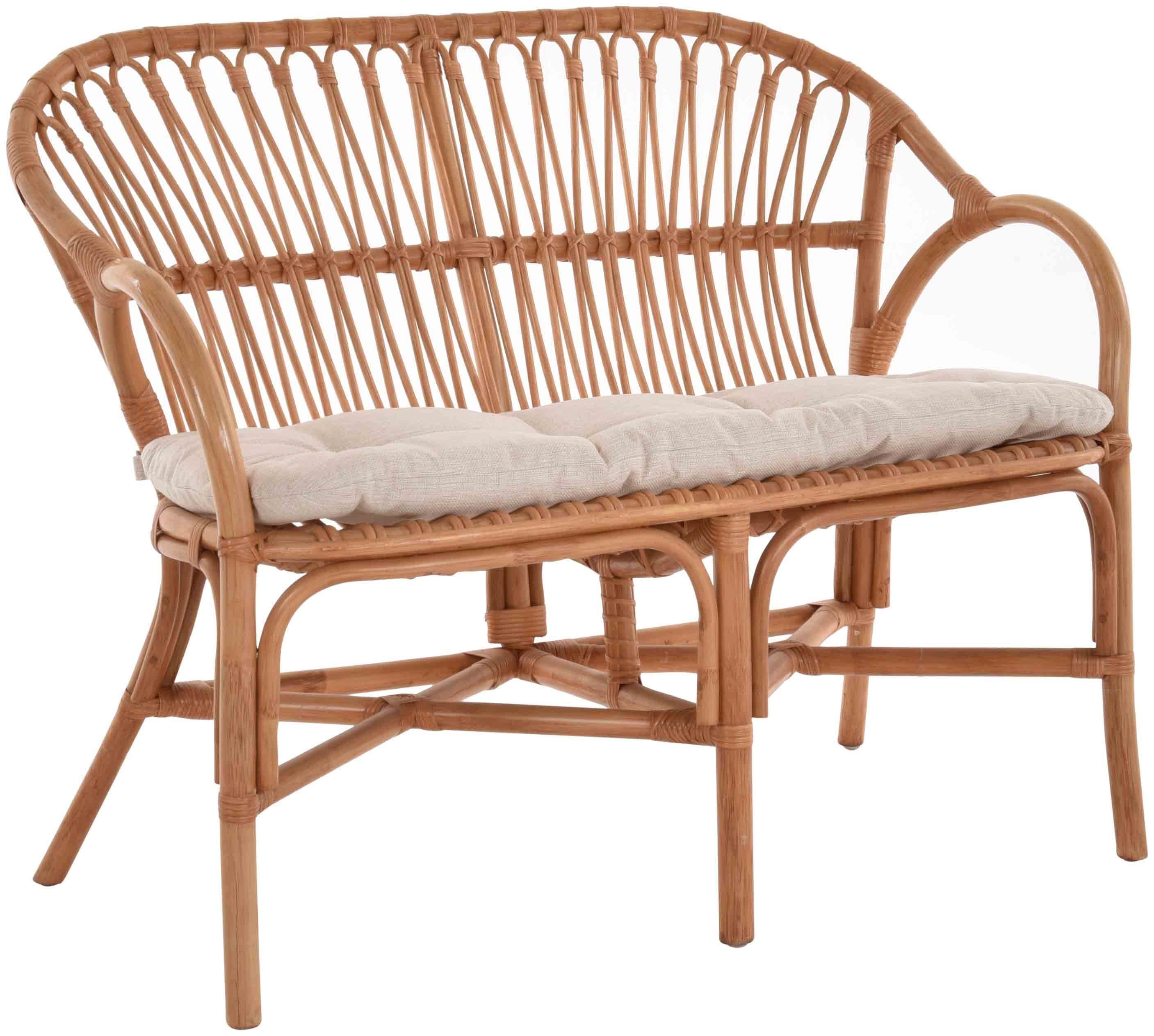 Krines Home Sitzbank Rattanbank Wintergarten 2er Küchenbank Zweisitzer Natur Rattan Bank, Sofa Wintergartenbank Gestäbt. € 619,00