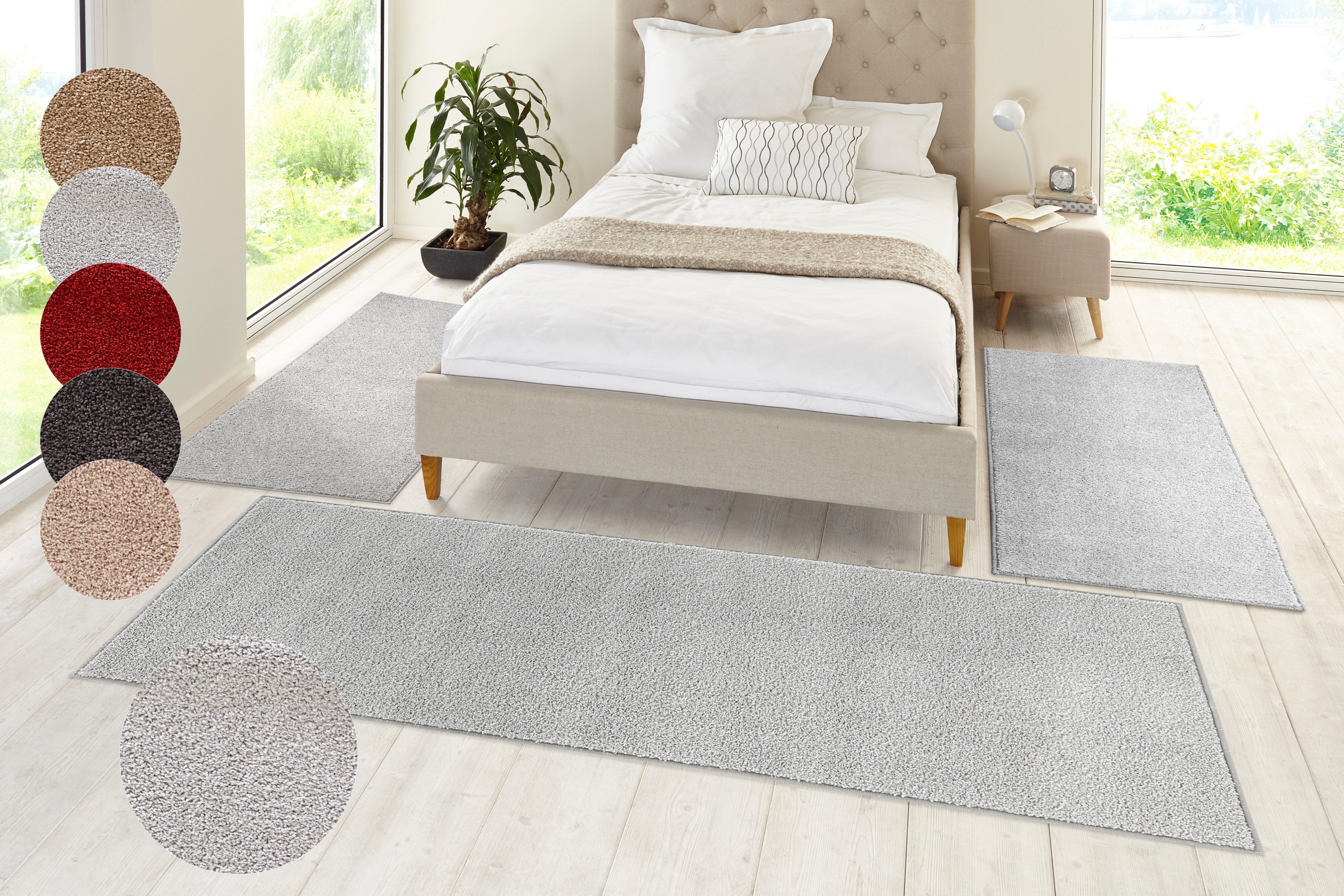 HANSE Home Bettumrandung »Pure 100«, (3 tlg.), Kurzflor, Unifarben, Teppich günstig online kaufen