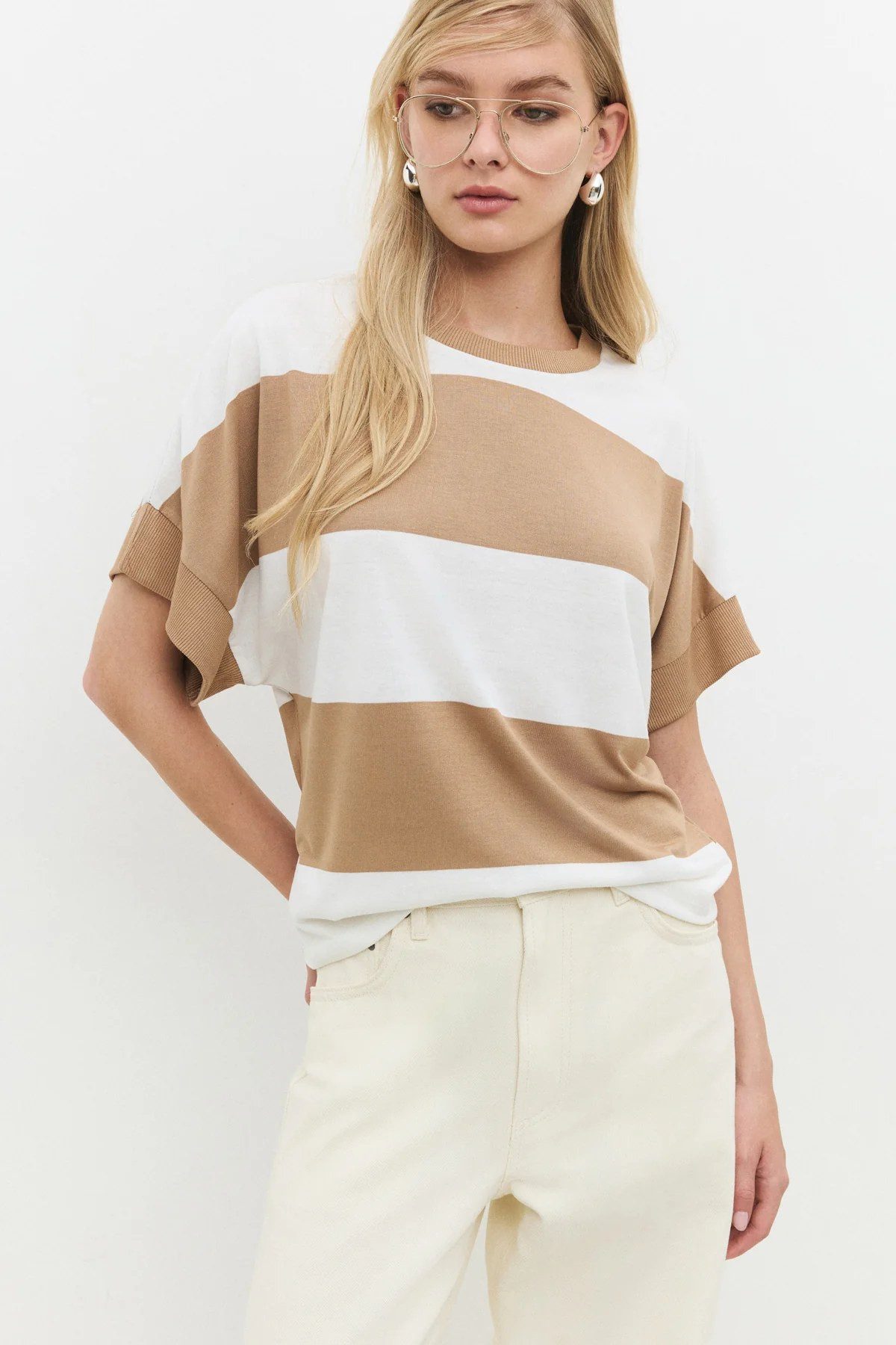 T-Shirt Basic-T-Shirt mit Rundhalsausschnitt und Streifen