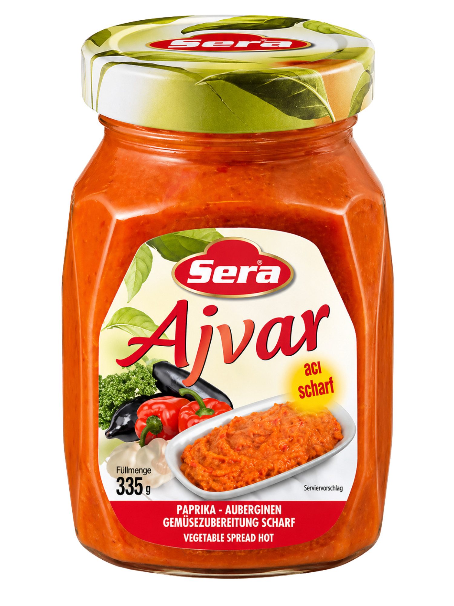 SERA FOOD Saucen Sera Ajvar Mild Paprika Aubergine Aufstrich, 1 x, Vegan, vegetarisch, mild, streichfähig, servierfertig.