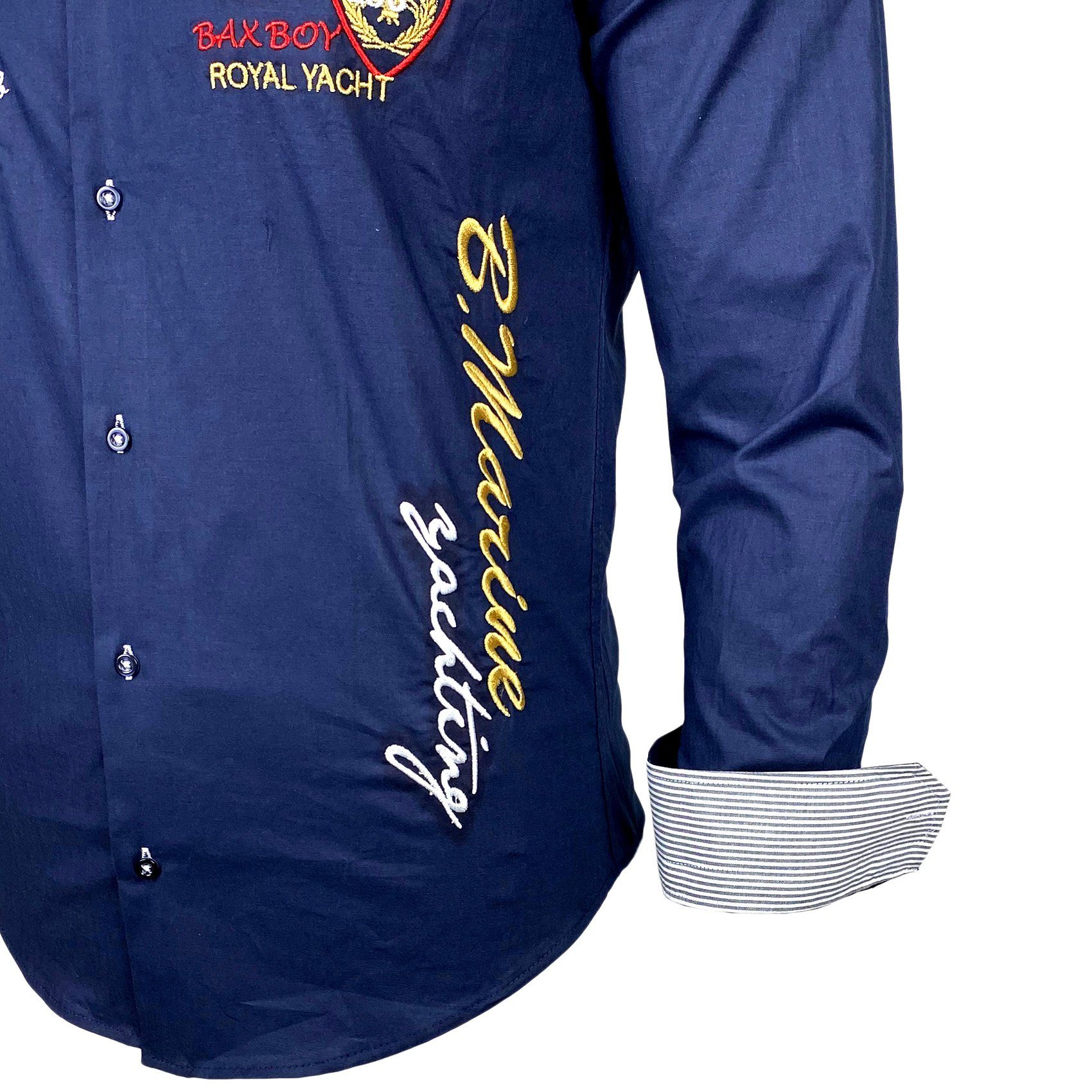 Baxboy Langarmhemd Baxboy Edel Dezent Herren Hemd Stickerei Hemden Kontrast Langarm B-508 – Bild 5 von 5