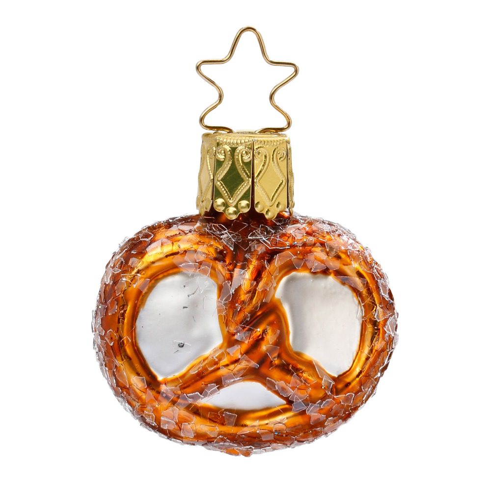 Mini Brezel, Brezel INGE-GLAS® mundgeblasen, Christbaumschmuck (1-tlg), handbemalt