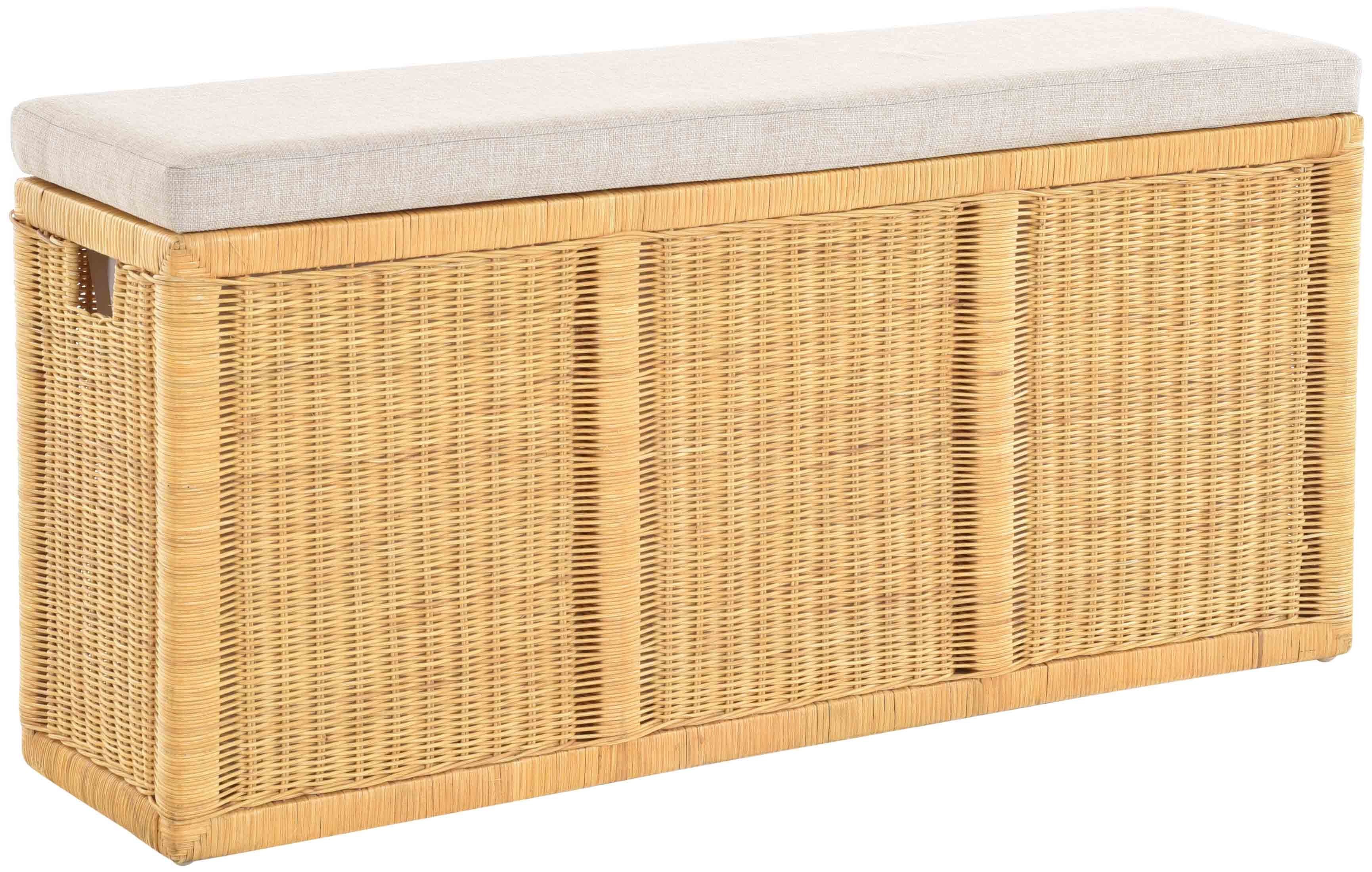 Krines Home Wäschetruhe Breite Sitzbank mit Stauraum Sitztruhe Natur-Rattan günstig online kaufen