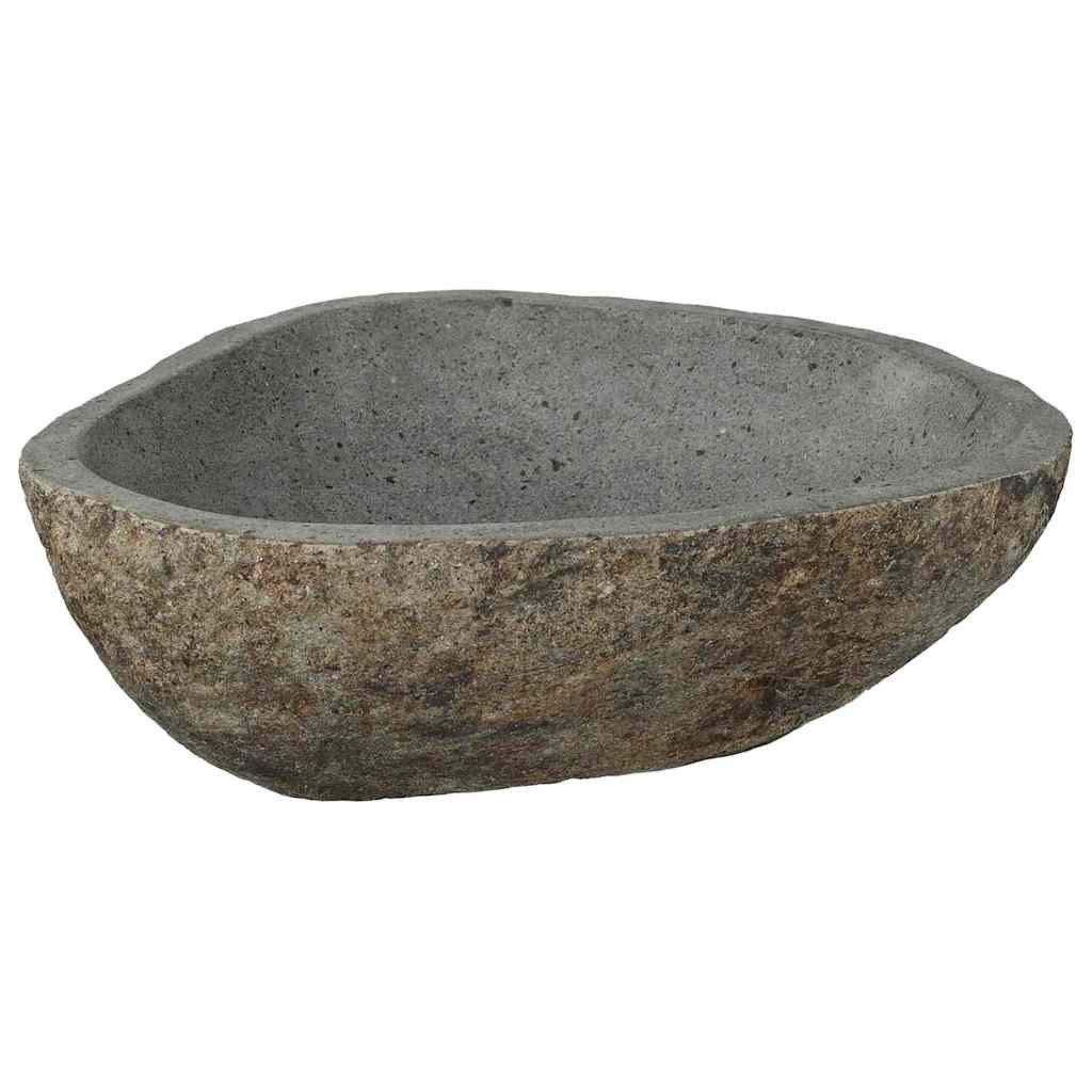 vidaXL Waschbecken 52 x 40 x 15 cm Aufsatzwaschbecken aus Flussstein hellgrau 52x40x15 cm