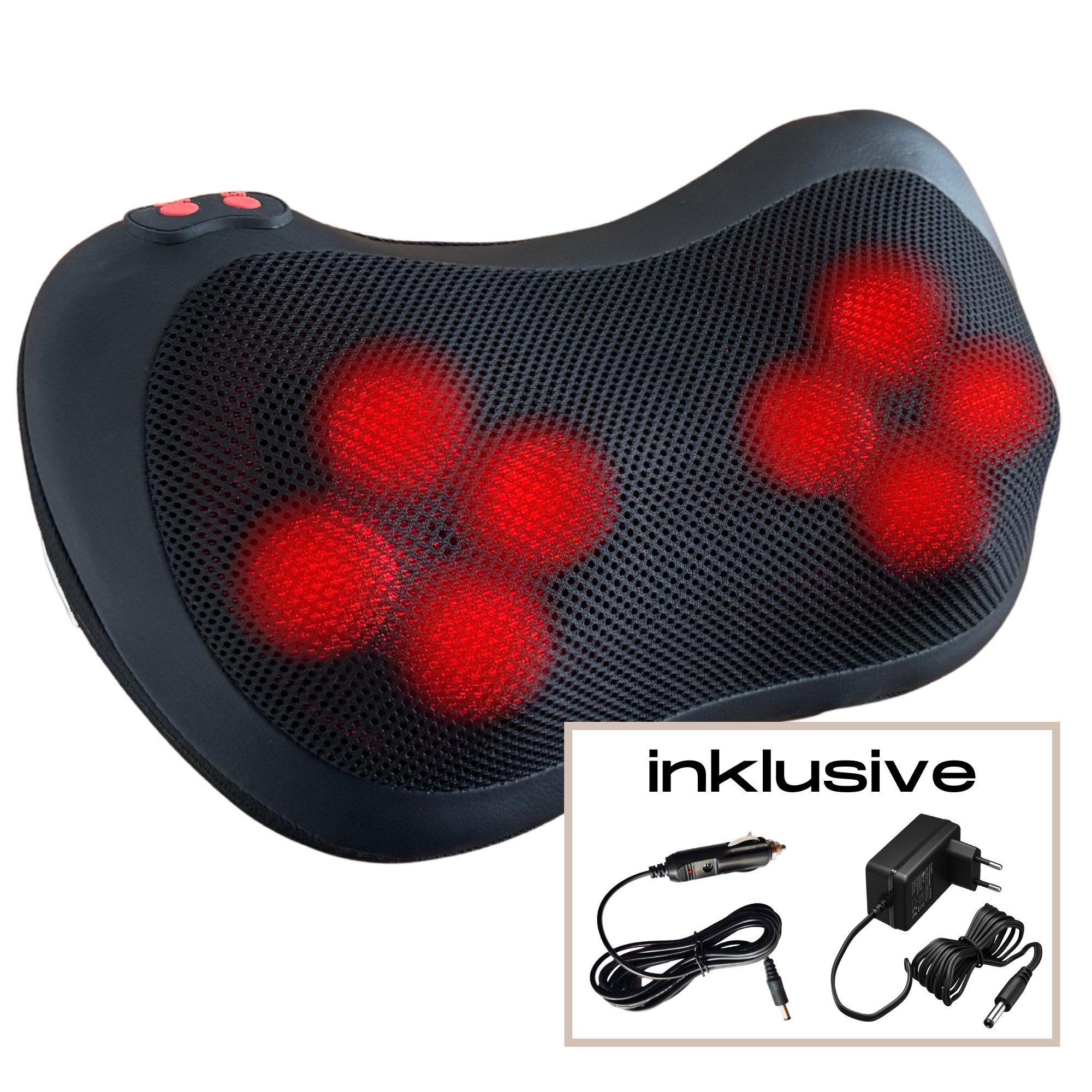 smartEC Shiatsu-Massagekissen Witali Shiatsu Massagekissen mit Wärmefunktion, 8 Massageköpfe, 1-tlg., 3 Intensitätsstufen, Wärmefunktion, inkl. Autoadapter
