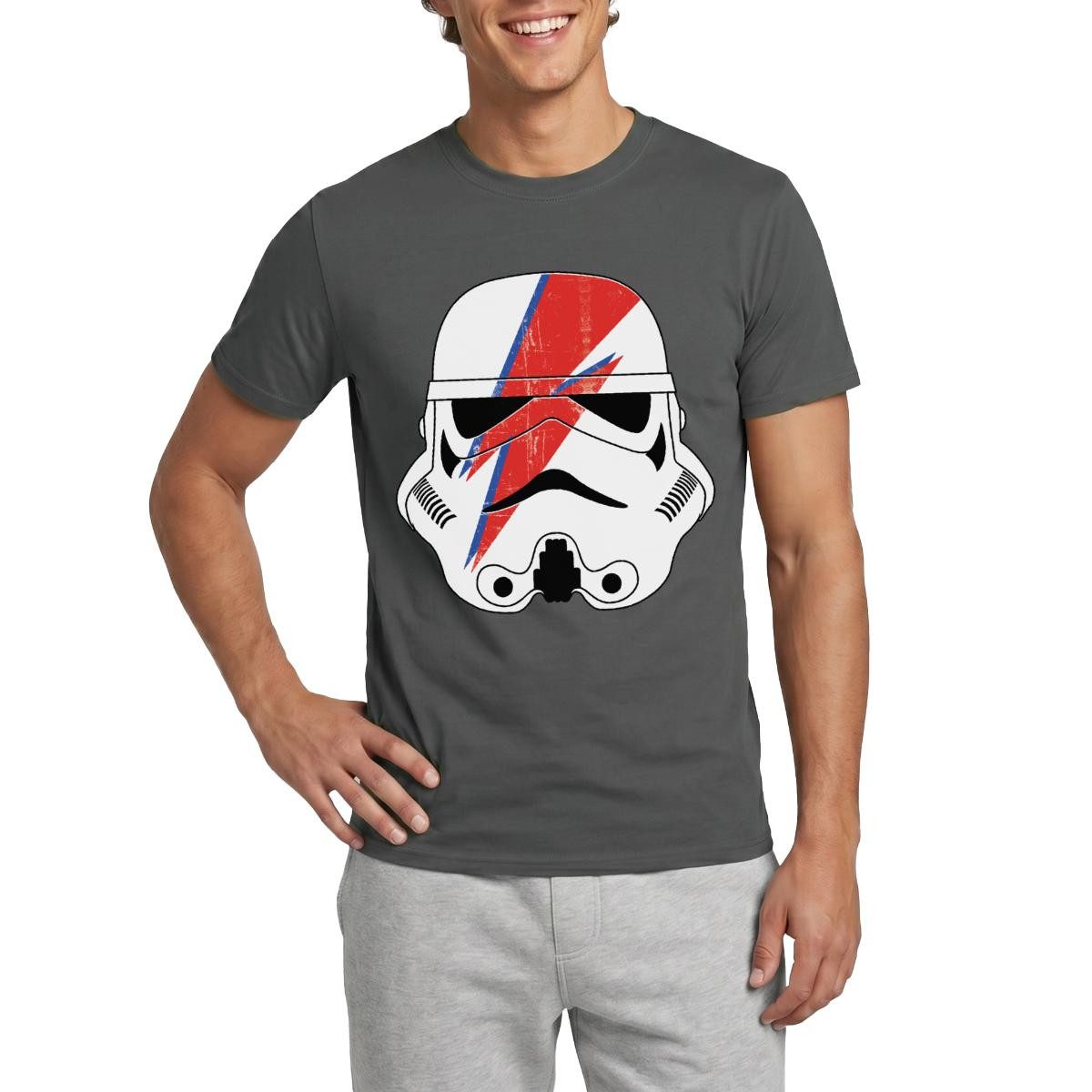 Spreadshirt T-Shirt Star Wars Stormtrooper Helm Mit Rotem Blitz Männer T-Shirt (1-tlg)